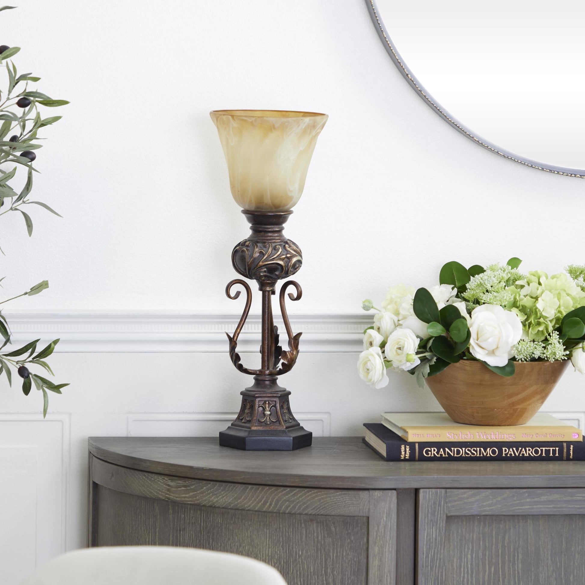 Scroll Brown Metal Antique Style Room Uplight