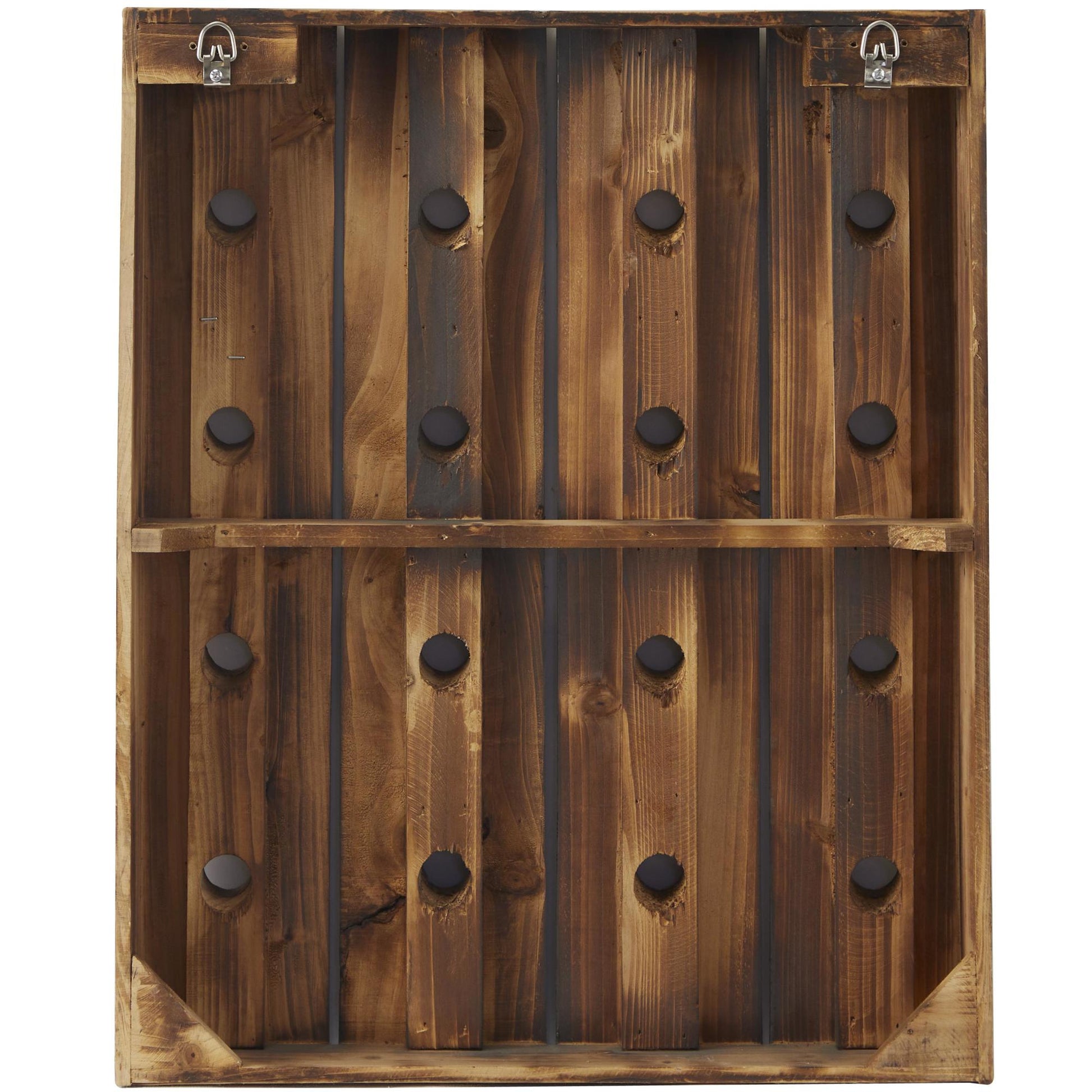 Brown Wood Tall 40 Hole Display Wall Wine Rack