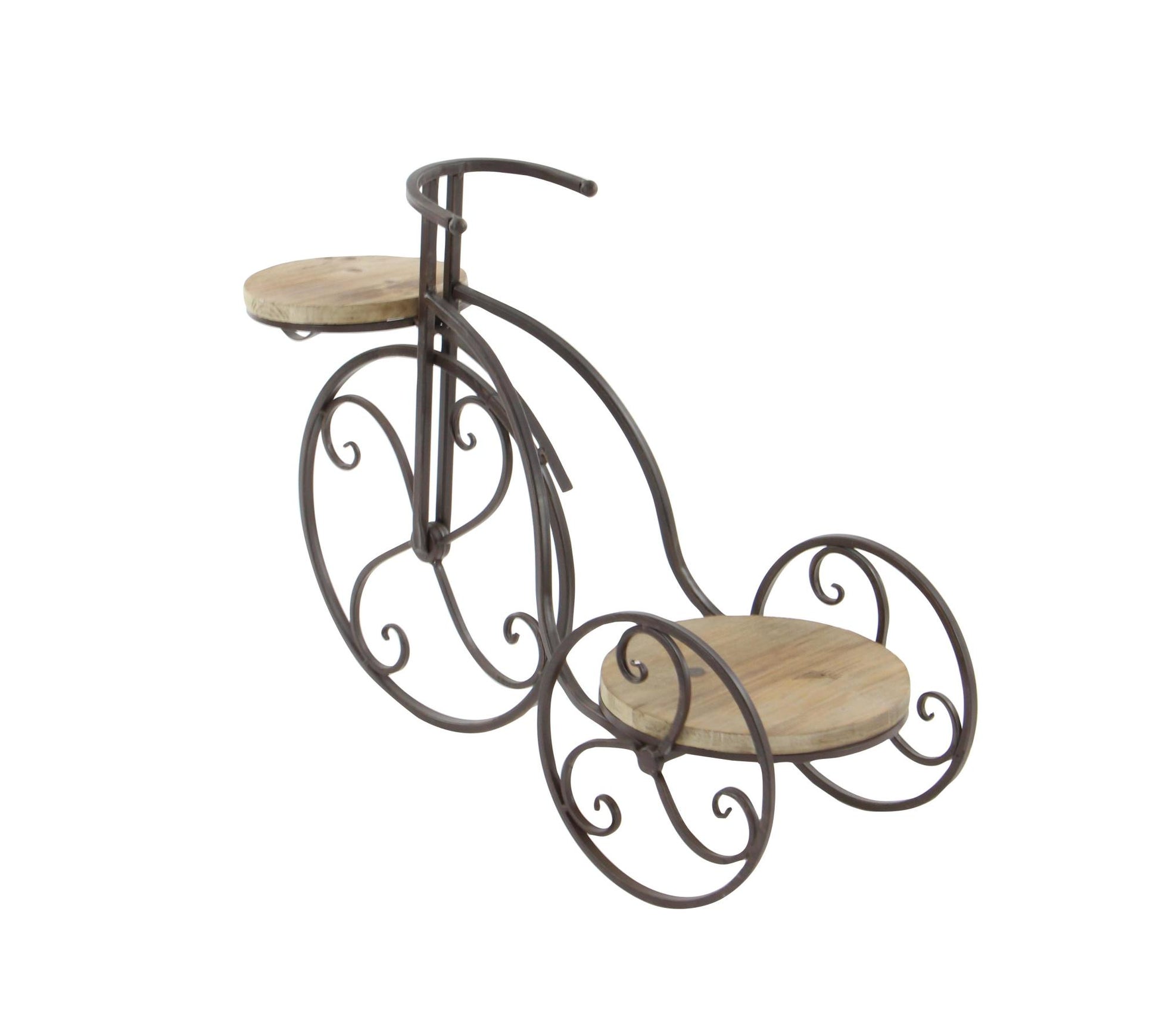Bike Brown Metal 2 Tier Indoor Outdoor Plantstand