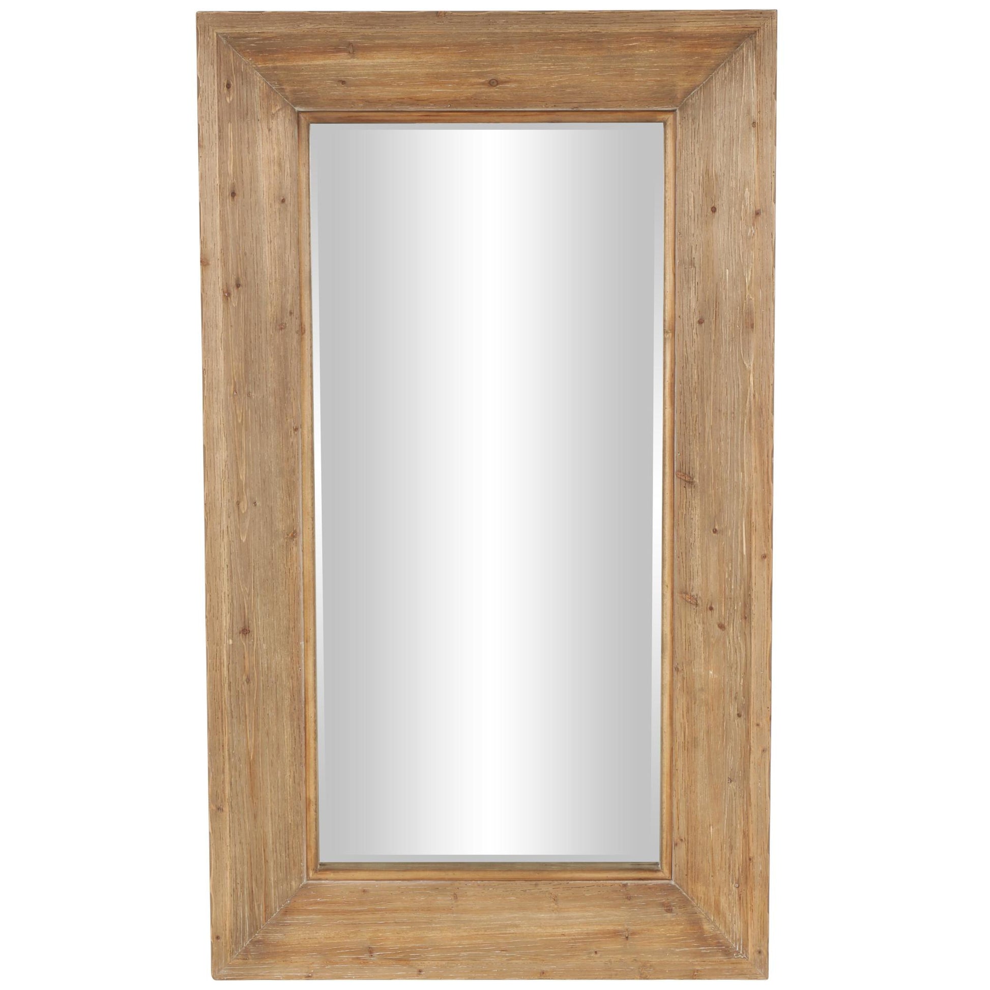 Brown Wood Room Floor Mirror with Natural Wood Grains