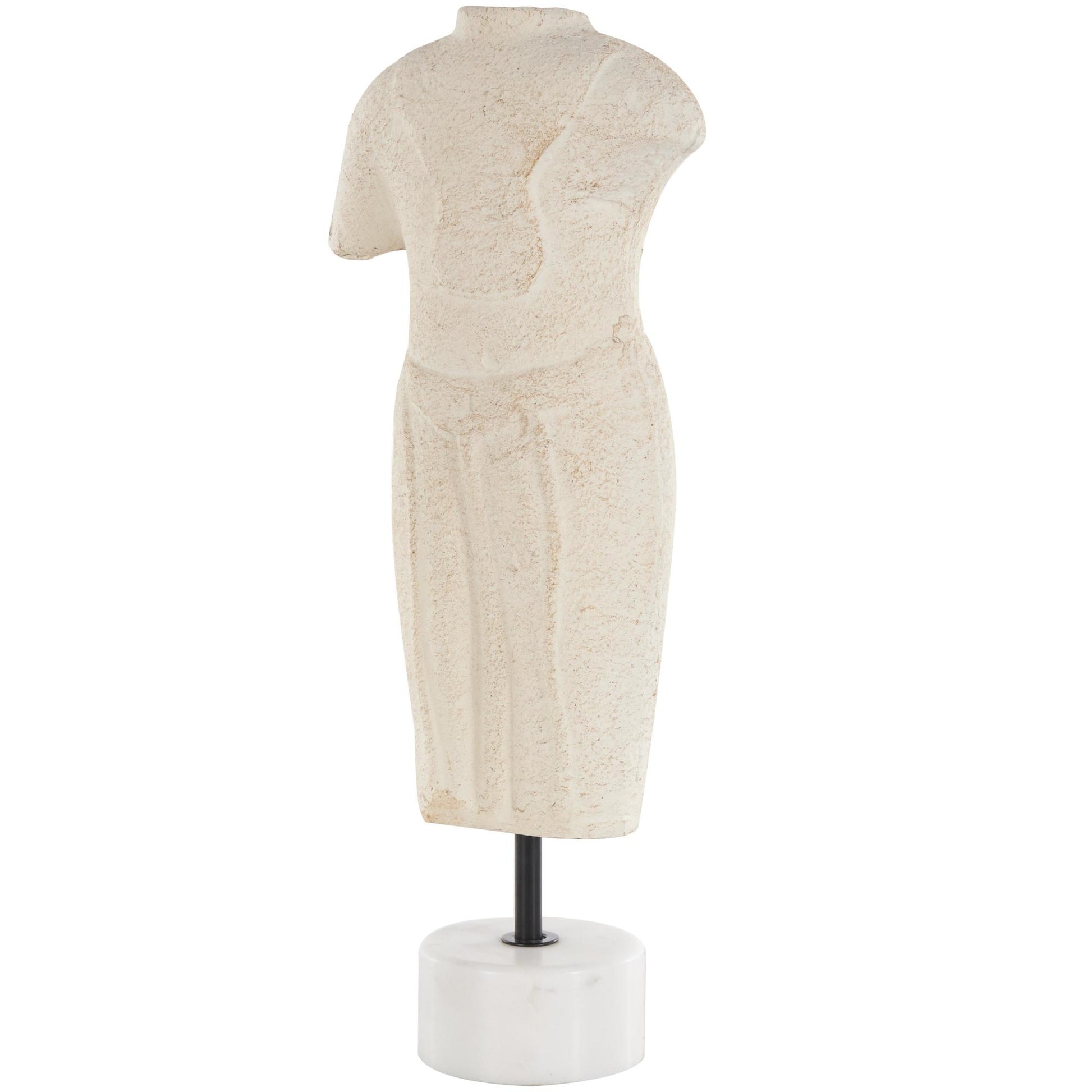 Woman Cream Paper Mache Statue Decorative Sculpture with White Marble Base