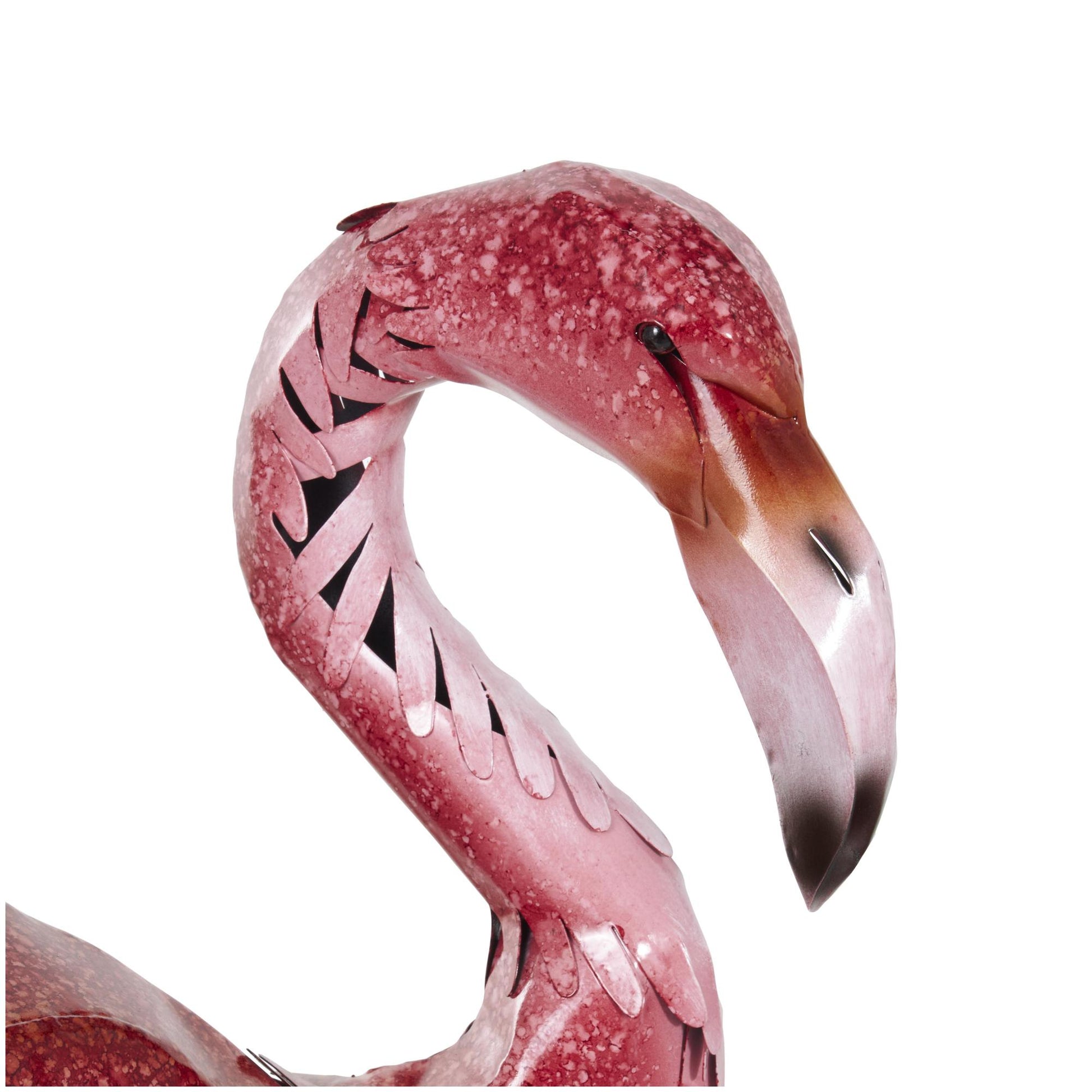 Set of 2 Flamingo Pink Metal Tall Textured Ombre Decorative Garden Sculpture