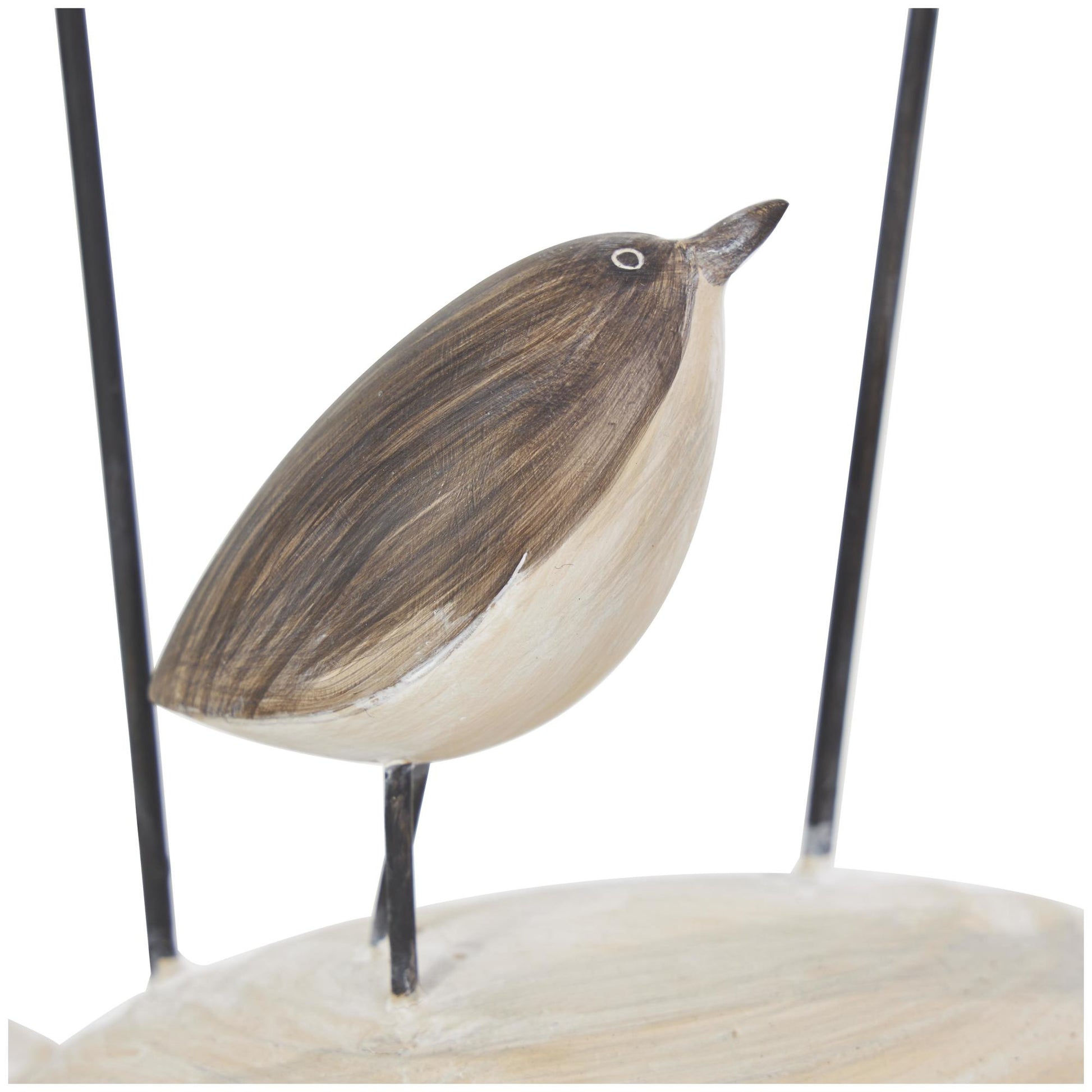 Bird Brown Polyresin Family Decorative Sculpture with Cream Rock Base
