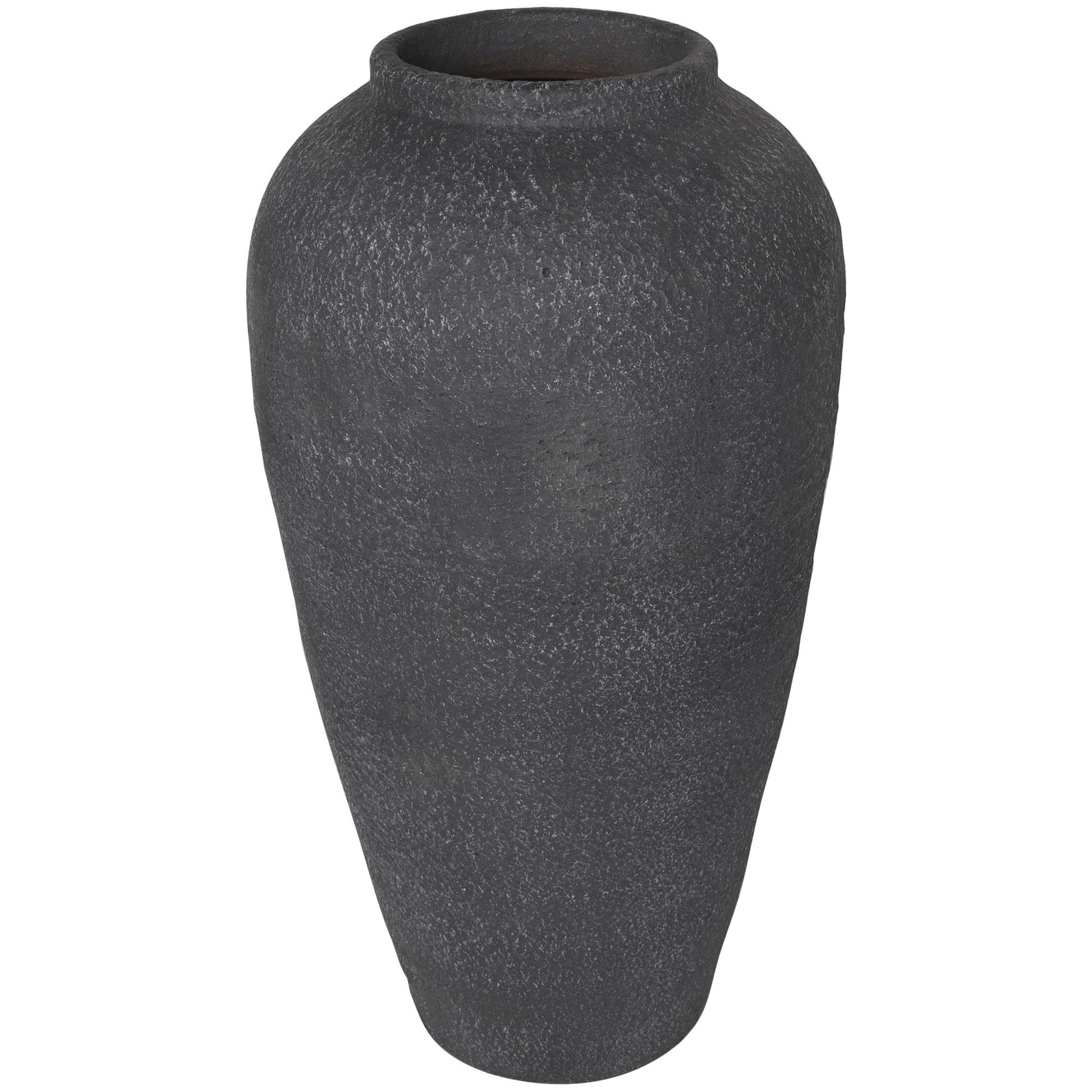Black Ceramic Whitewashed Textured Decorative Vase