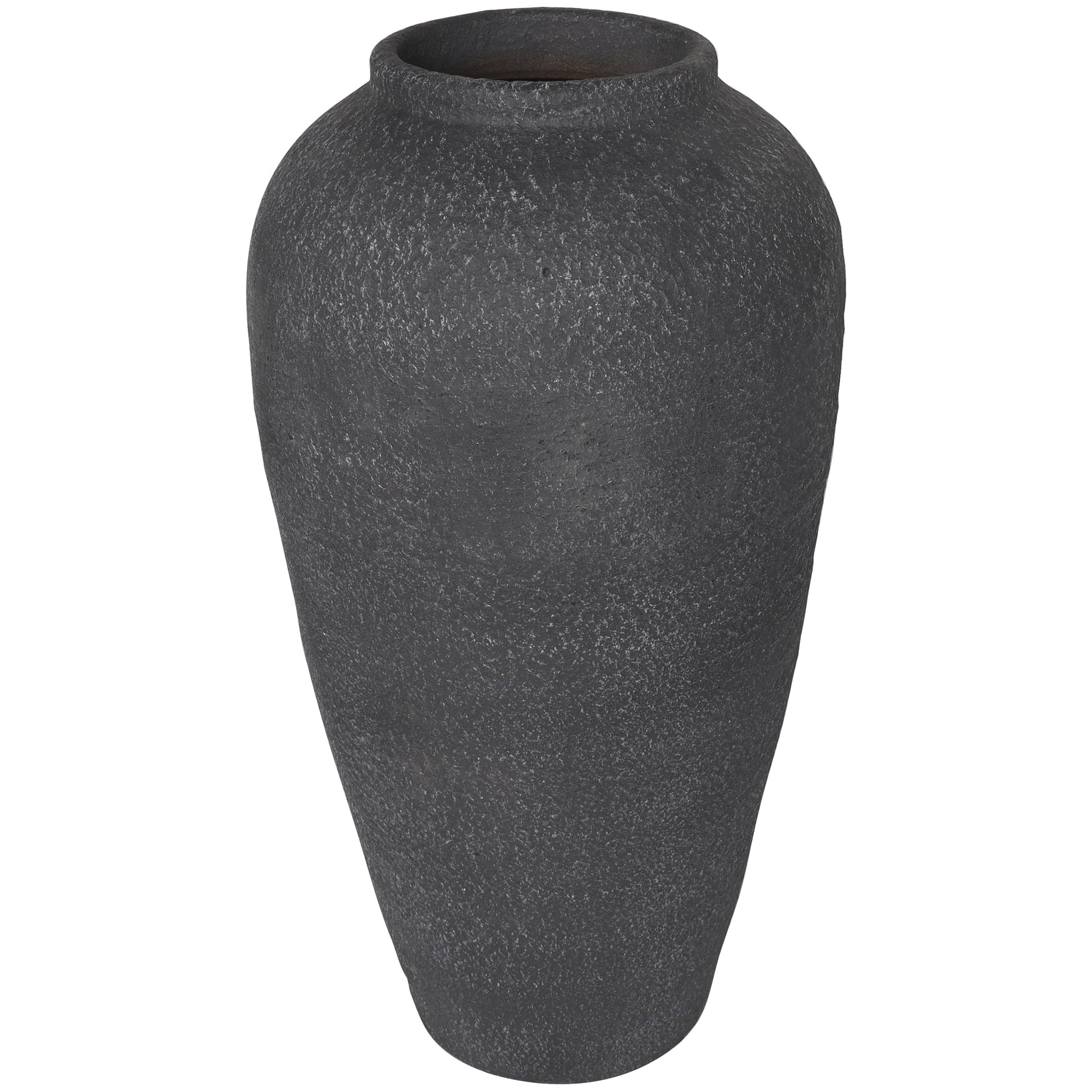 Black Ceramic Whitewashed Textured Decorative Vase