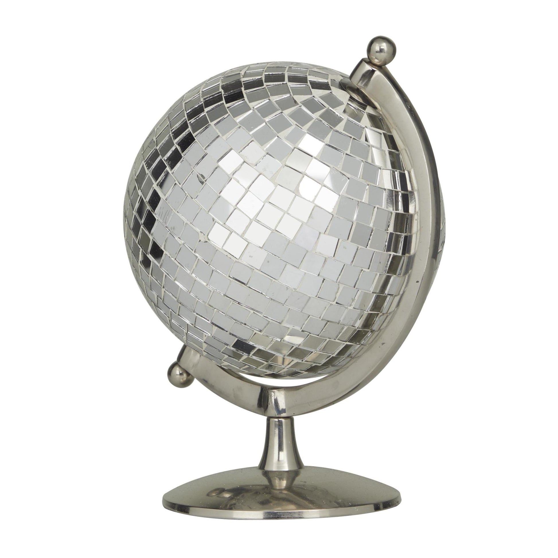 Silver Stainless Steel Metal Disco Ball Style Educational/Geographic Earth Globe