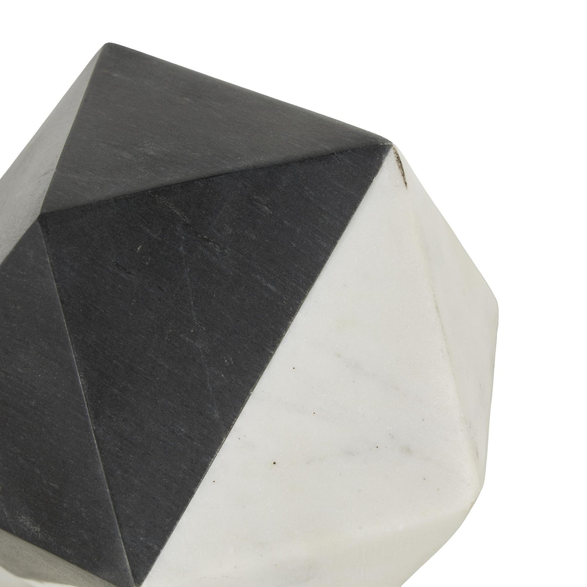 Set of 3 Geometric Marble Cube Two-Toned Hexagon Decorative Sculpture