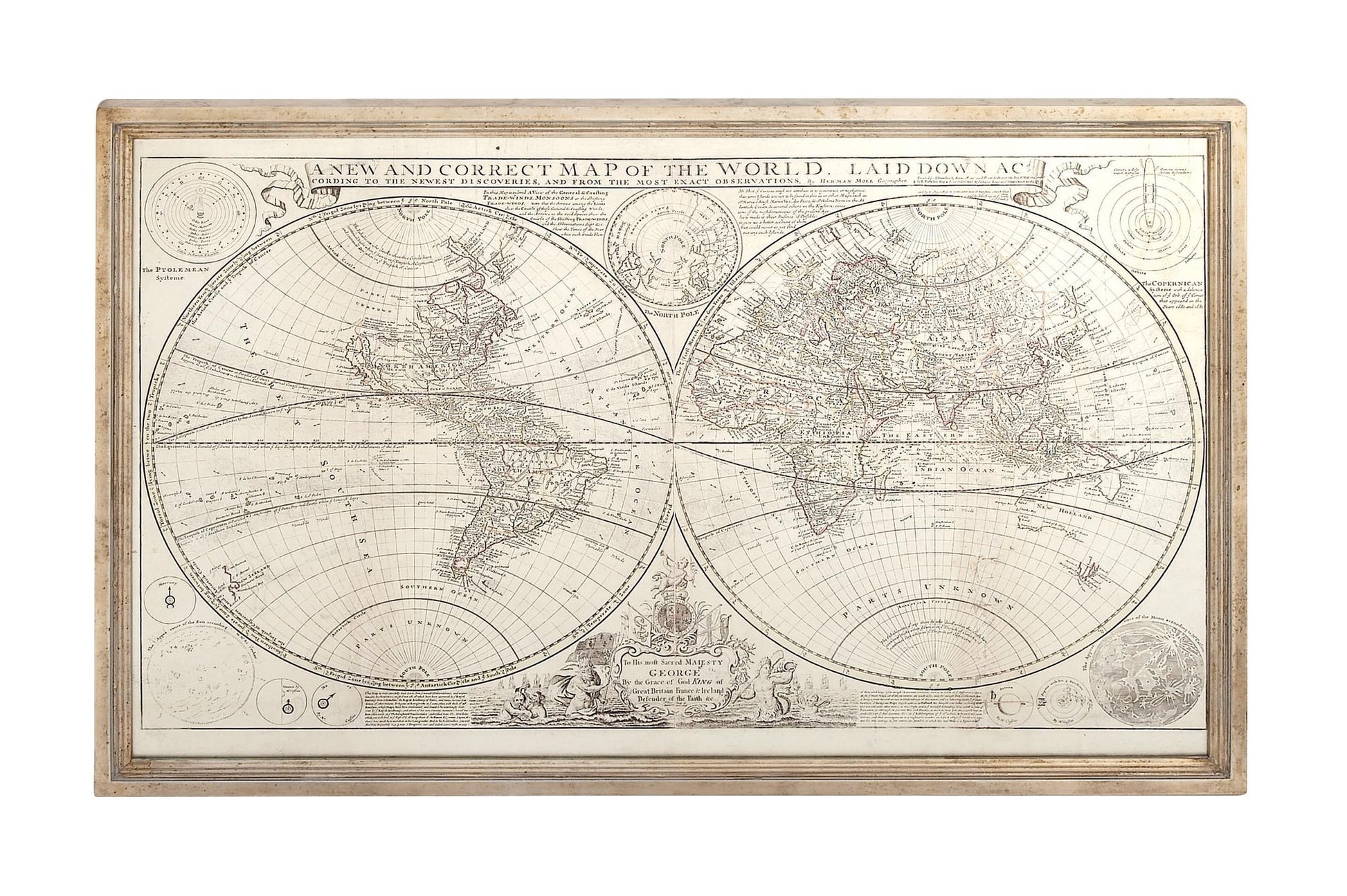 World Map Beige Canvas Living Room Framed Wall Art with Gold Frame