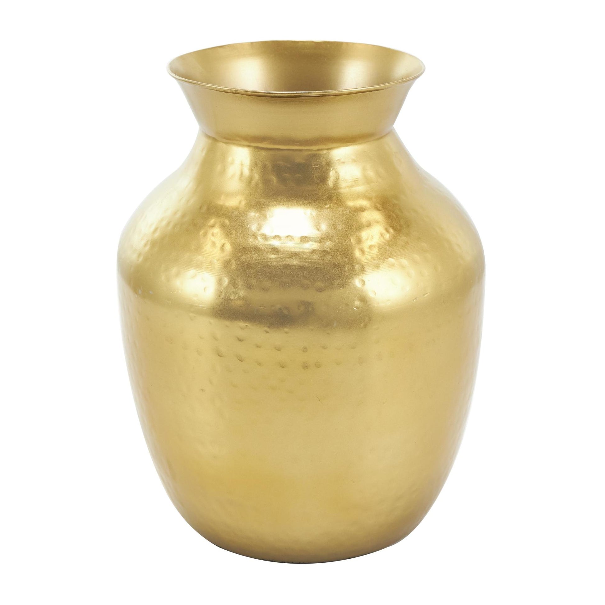 Gold Metal Hammered Spotted Decorative Vase