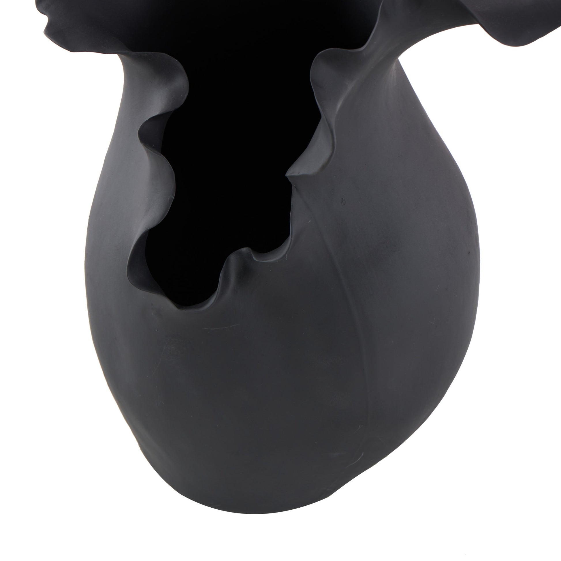 Abstract Ceramic Floral Inspired Decorative Vase with Wavy Folded Rim