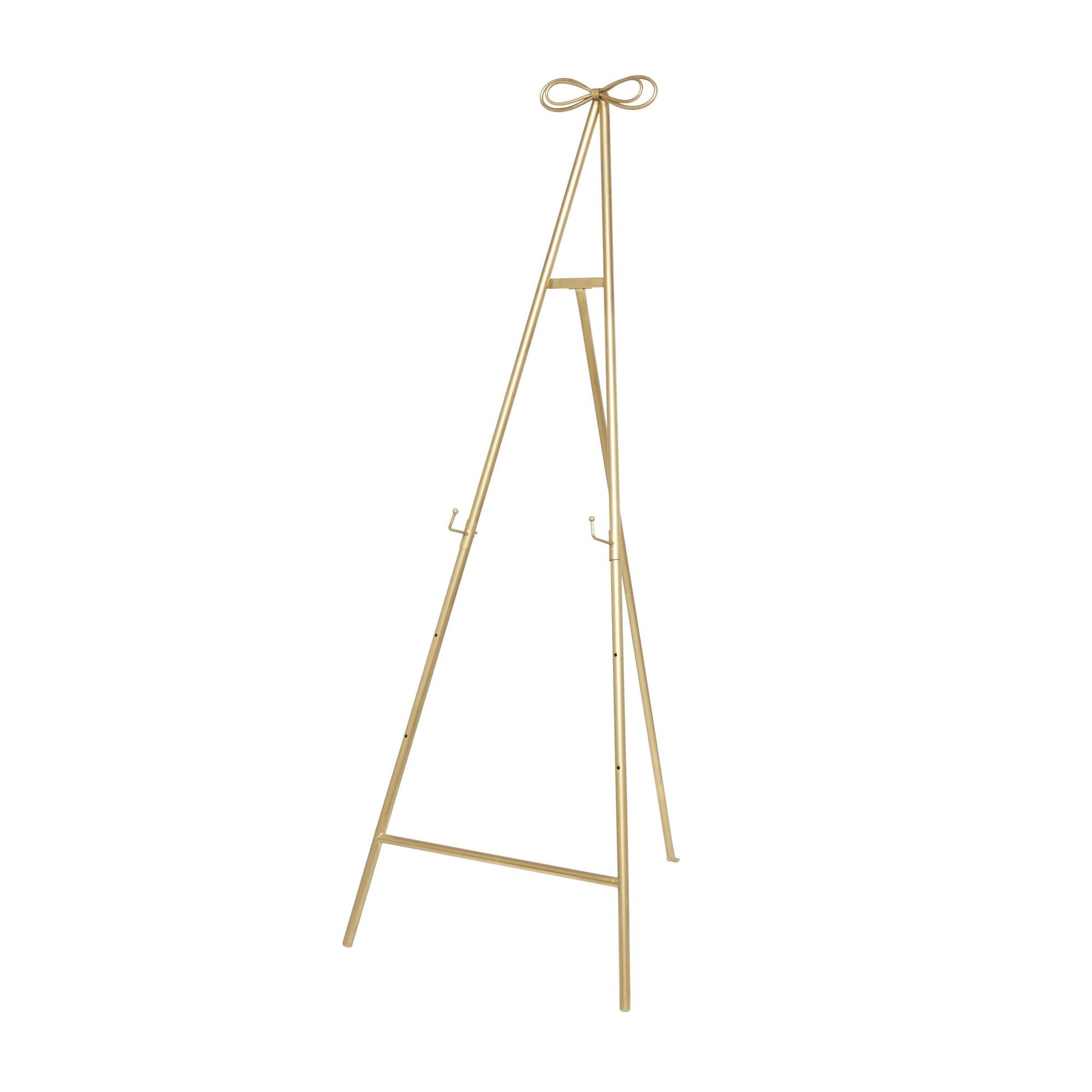Gold Metal Tall Adjustable Floor 3 Tier Display Easel with Bow Top