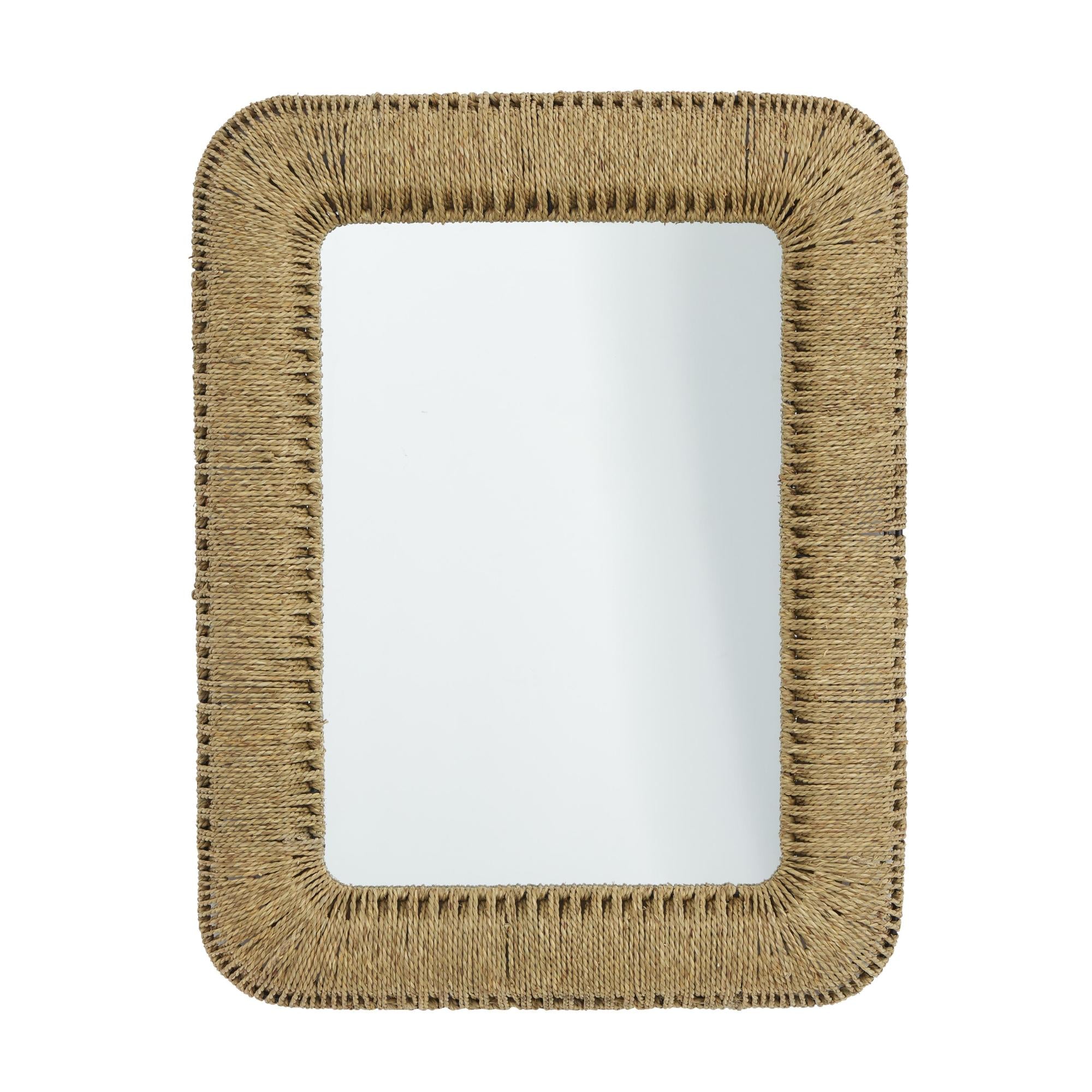 Brown Rattan Room Wall Mirror