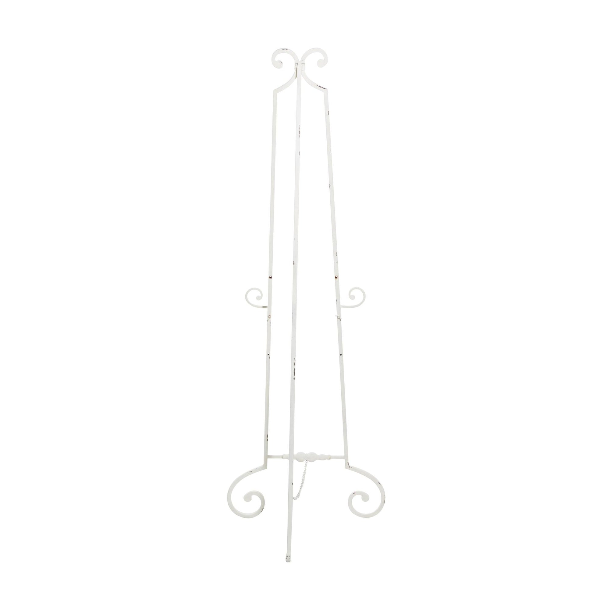 Scroll White Metal Tall Adjustable Floor 3 Tier Display Easel