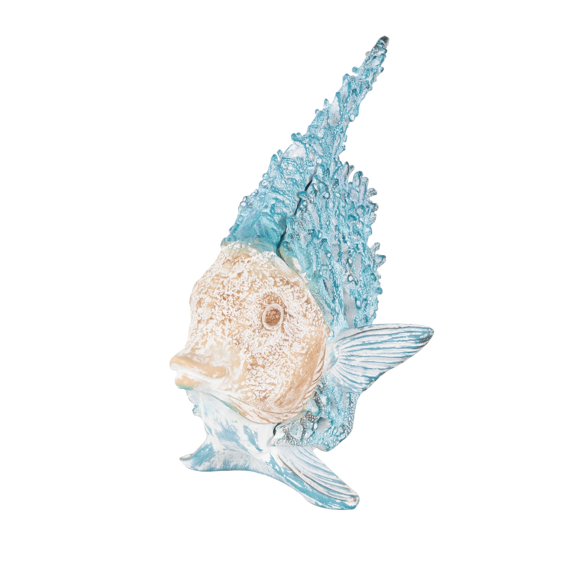 Fish Polystone Textured Decorative Sculpture with White Fins