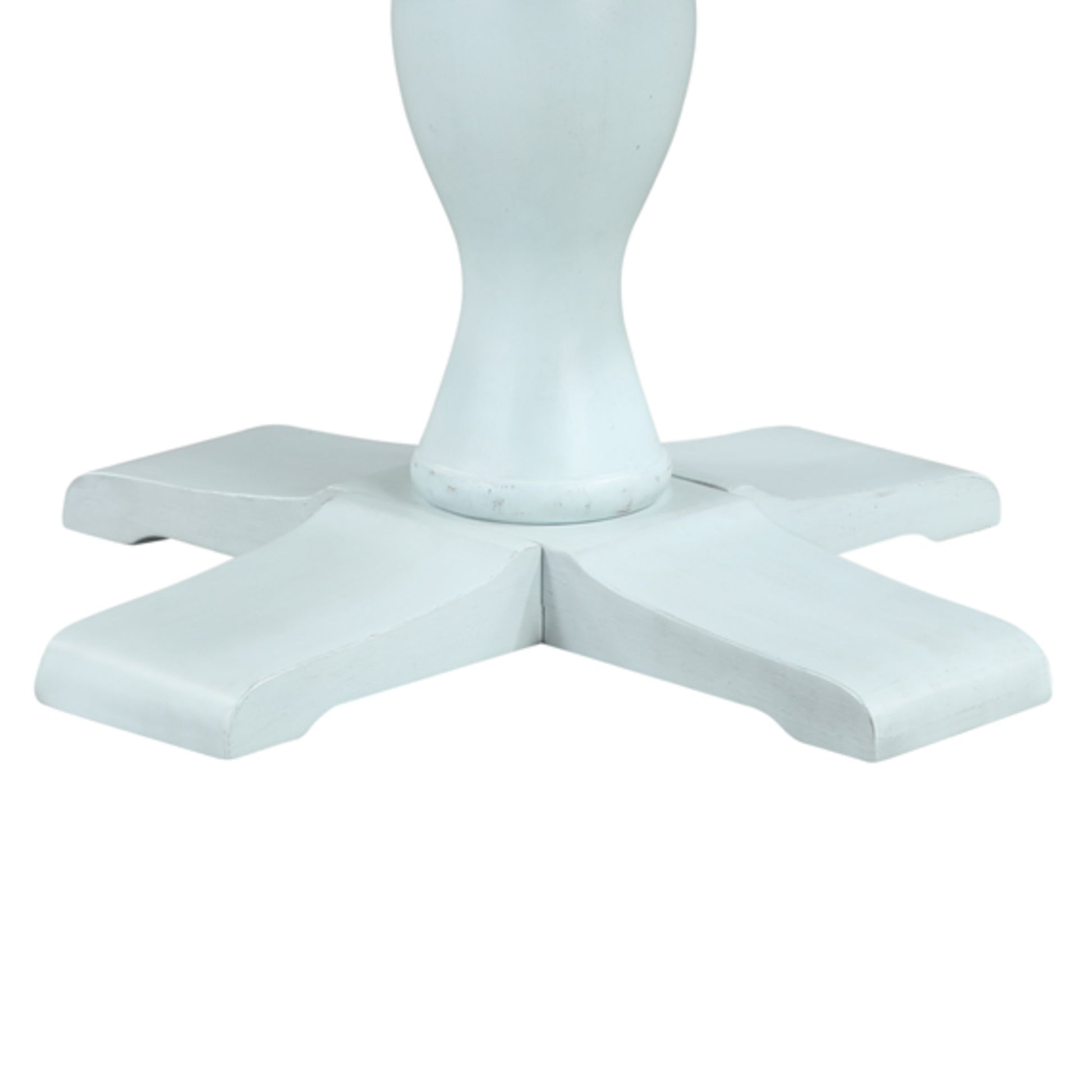 Light Blue Wood Round Kitchen Dining Table with Turned Pedestal Base and X Support