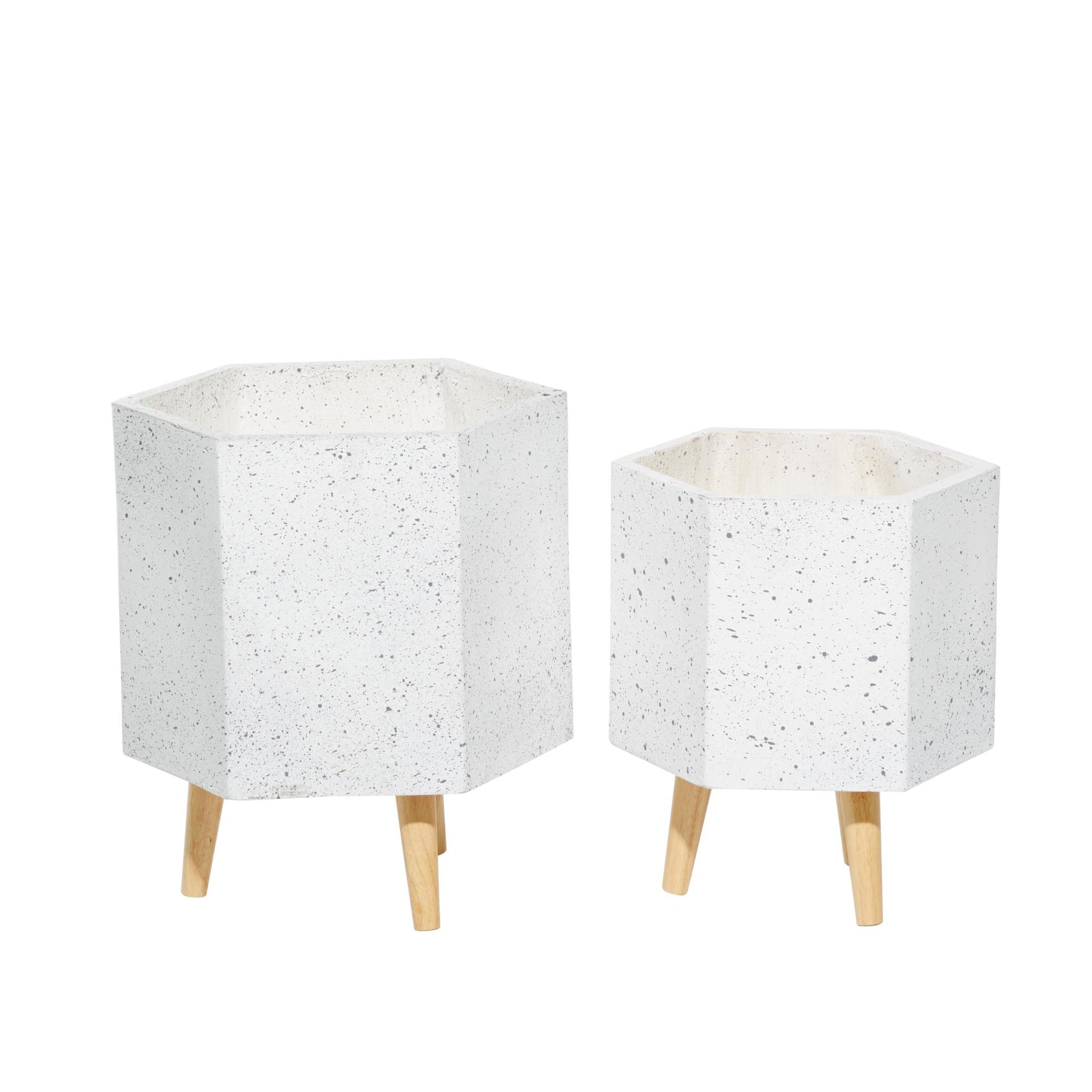 Set of 2 White Magnesium Oxide Planter