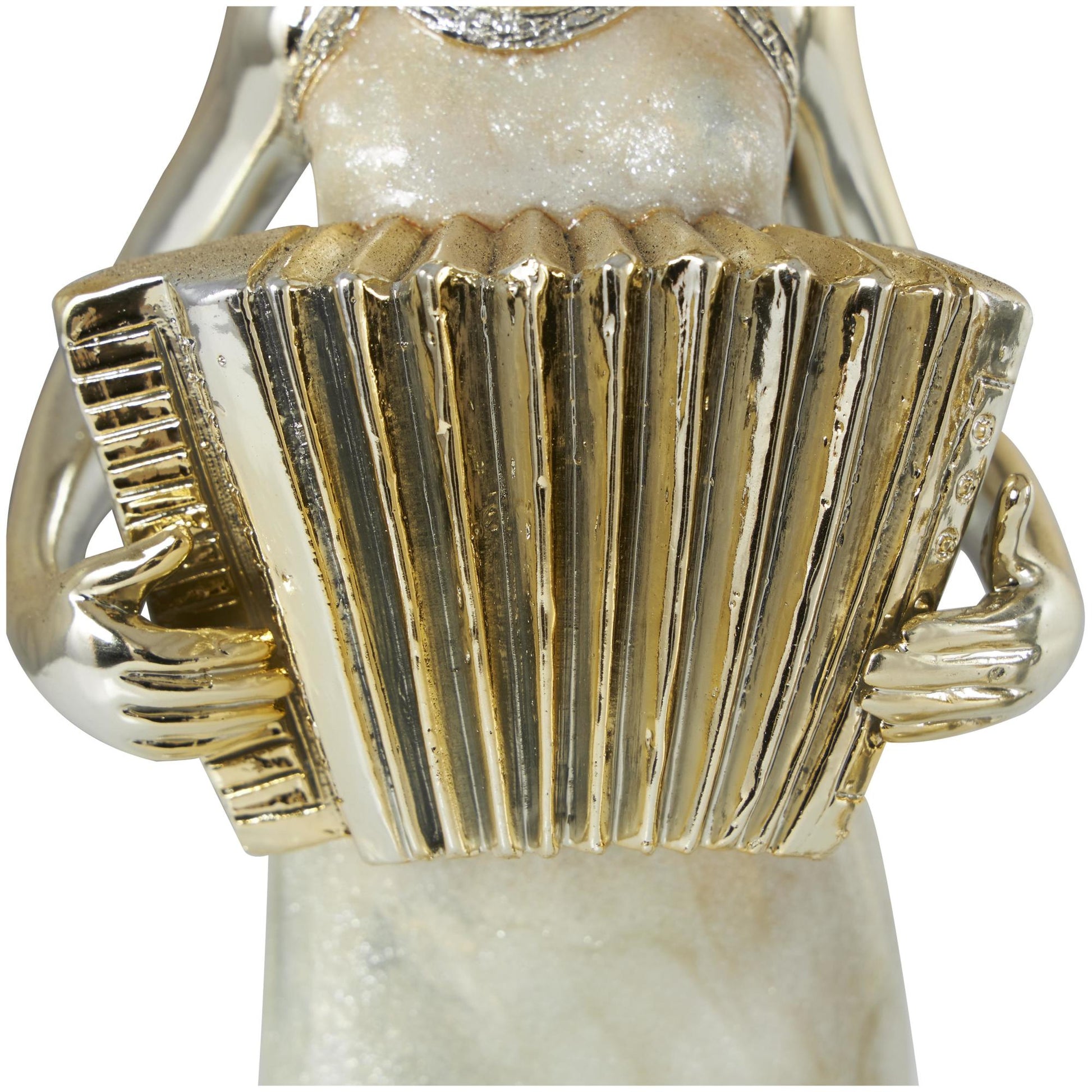 Set of 2 Musician Gold Resin Decorative Sculpture with Accordion and Saxophone