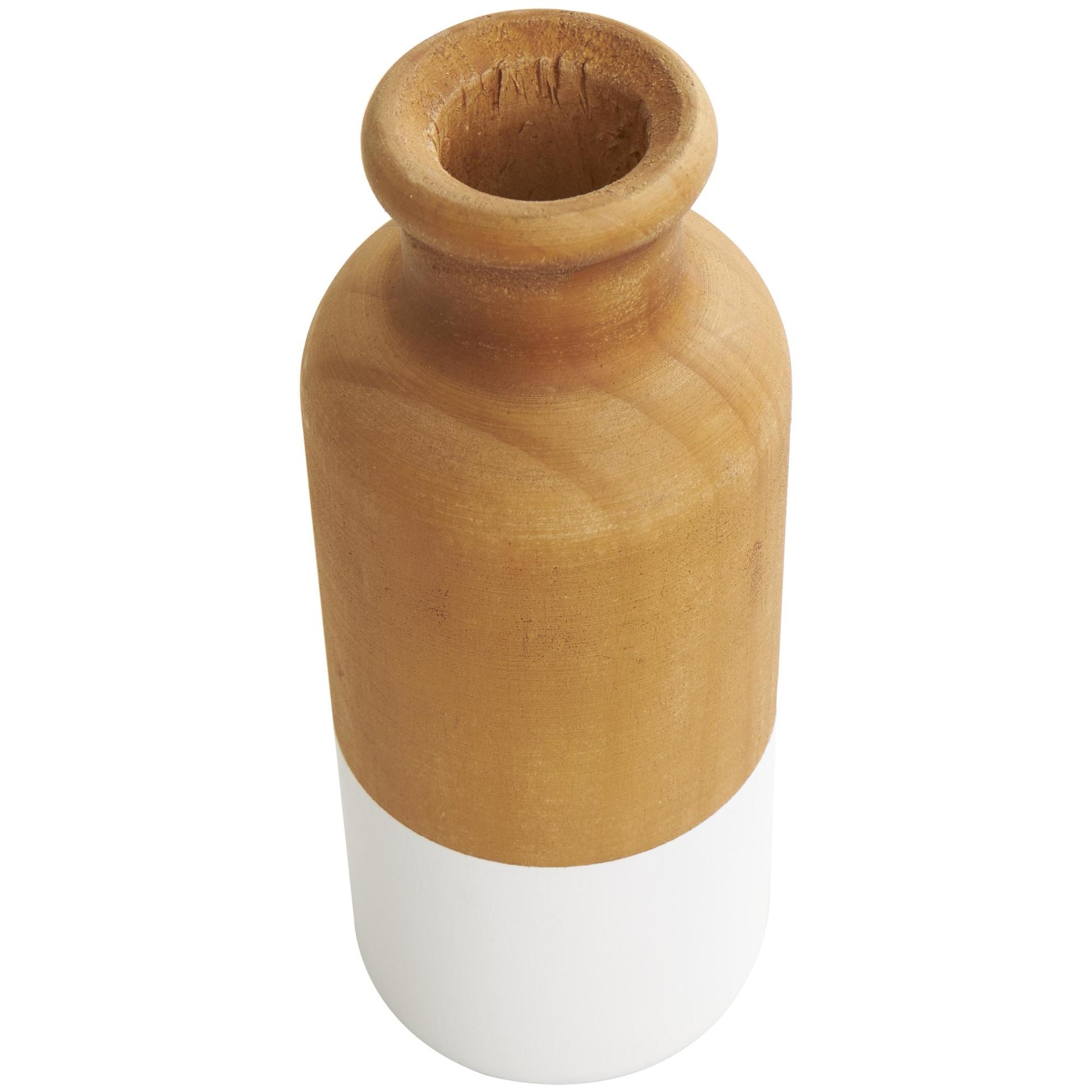 Set of 3 Wood Colorblock Decorative Vase with White Bases Set of 3 10", 8", 5"H