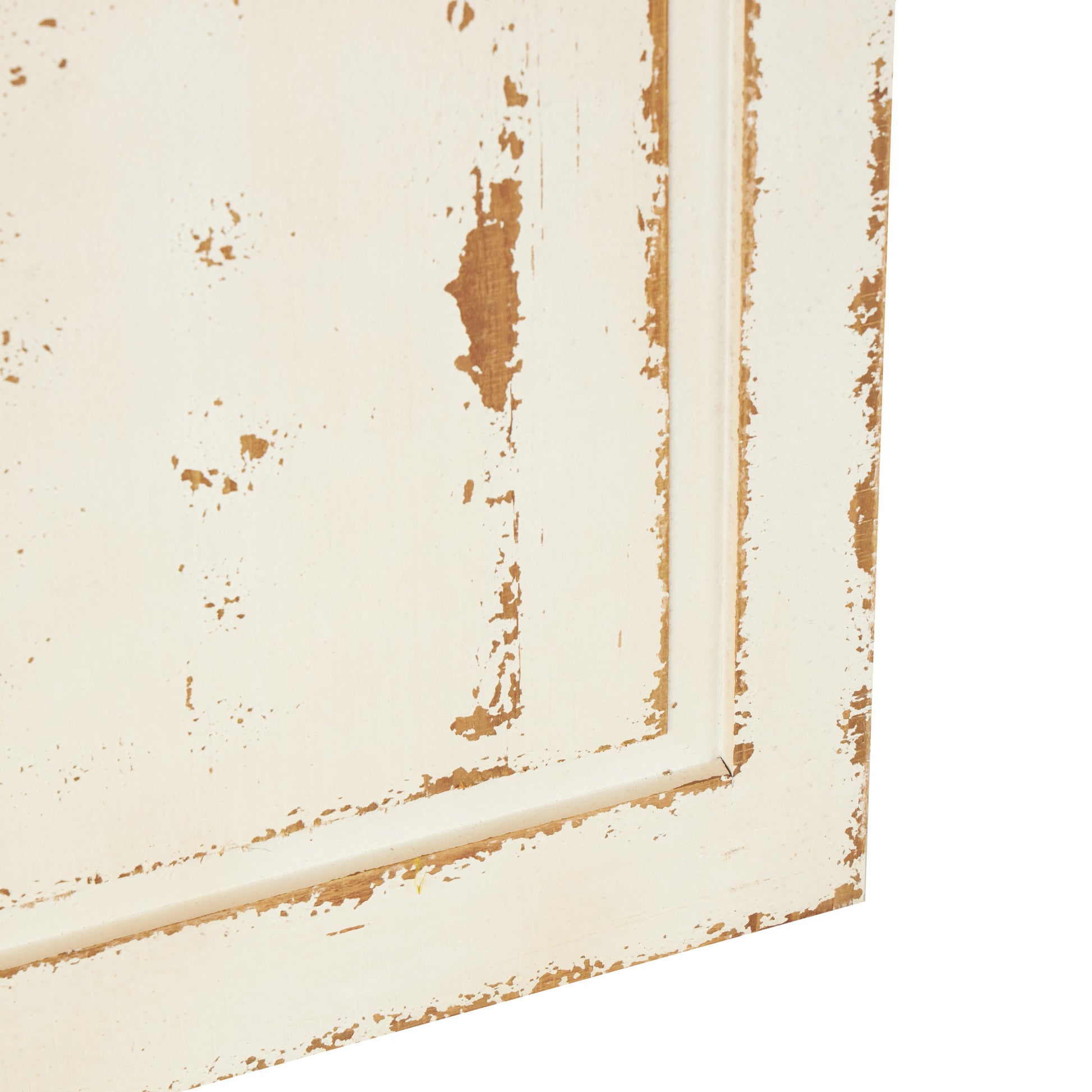 Set of 3 White Wood Window Pane Inspired Room Wall Mirror with Arched Top and Distressing