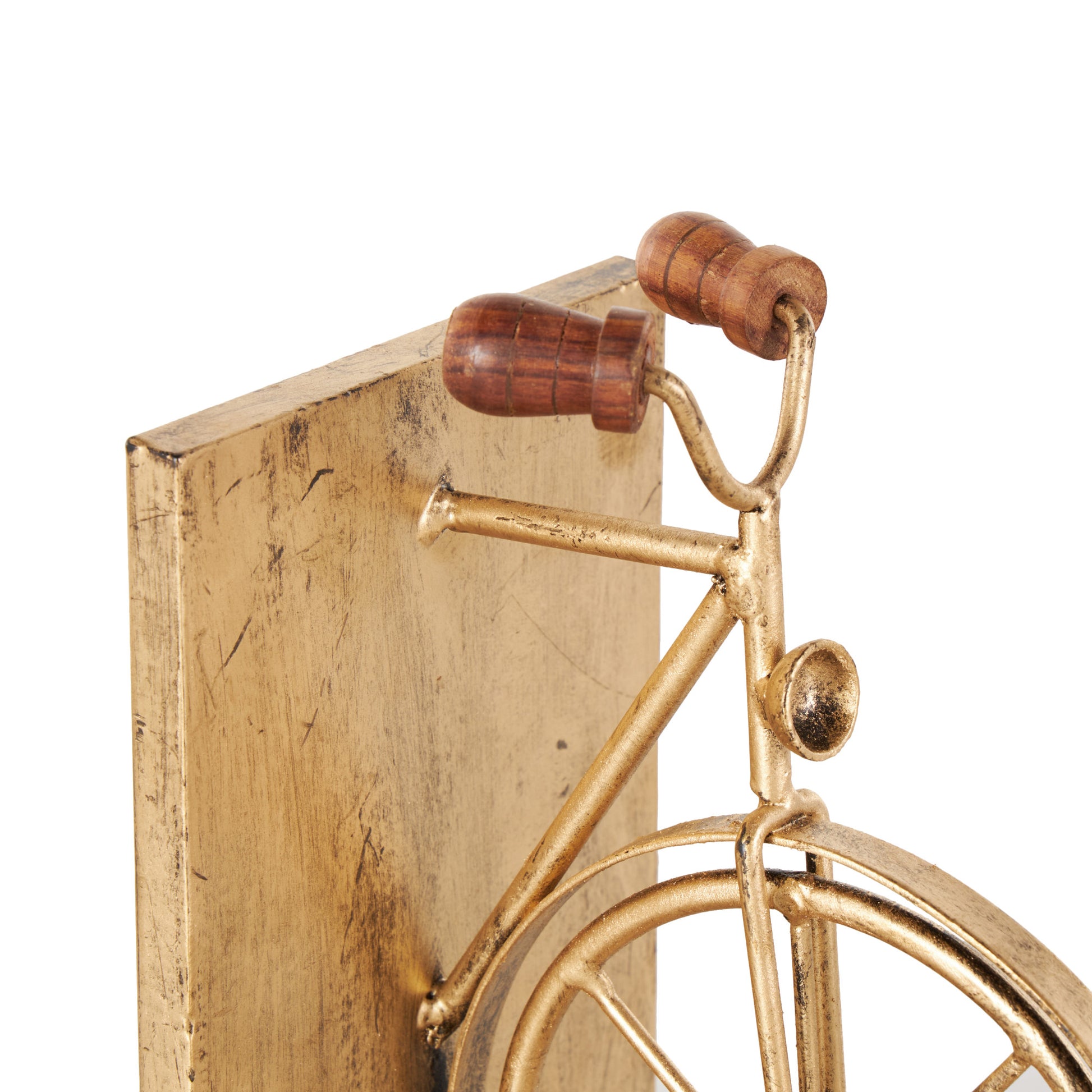 Set of 2 Bike Metal Vintage Inspired Decorative Bookends with Wood Accents Set of 2 7"W, 9"H