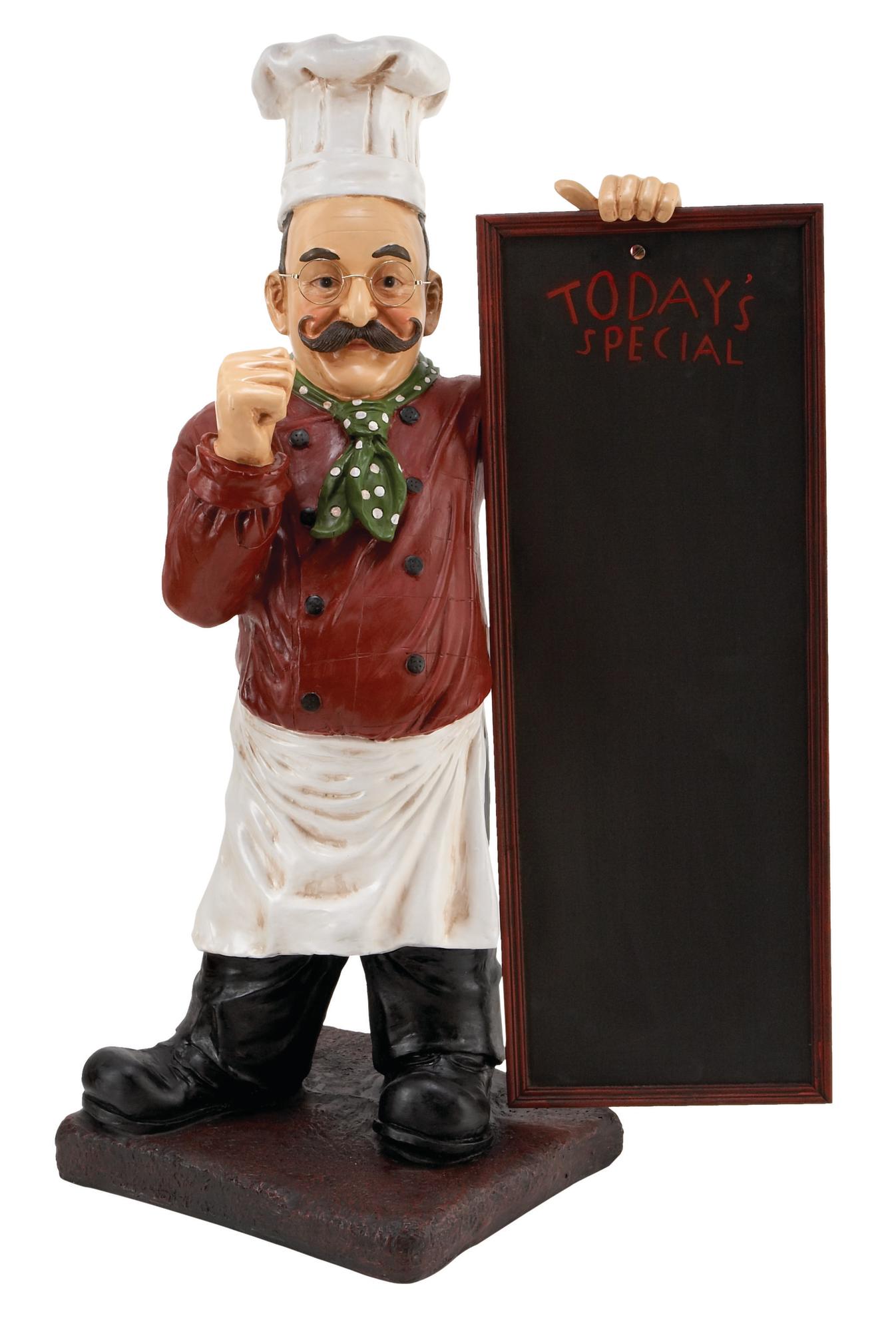 Chef Multi Colored Polystone Decorative Sculpture with Chalkboard