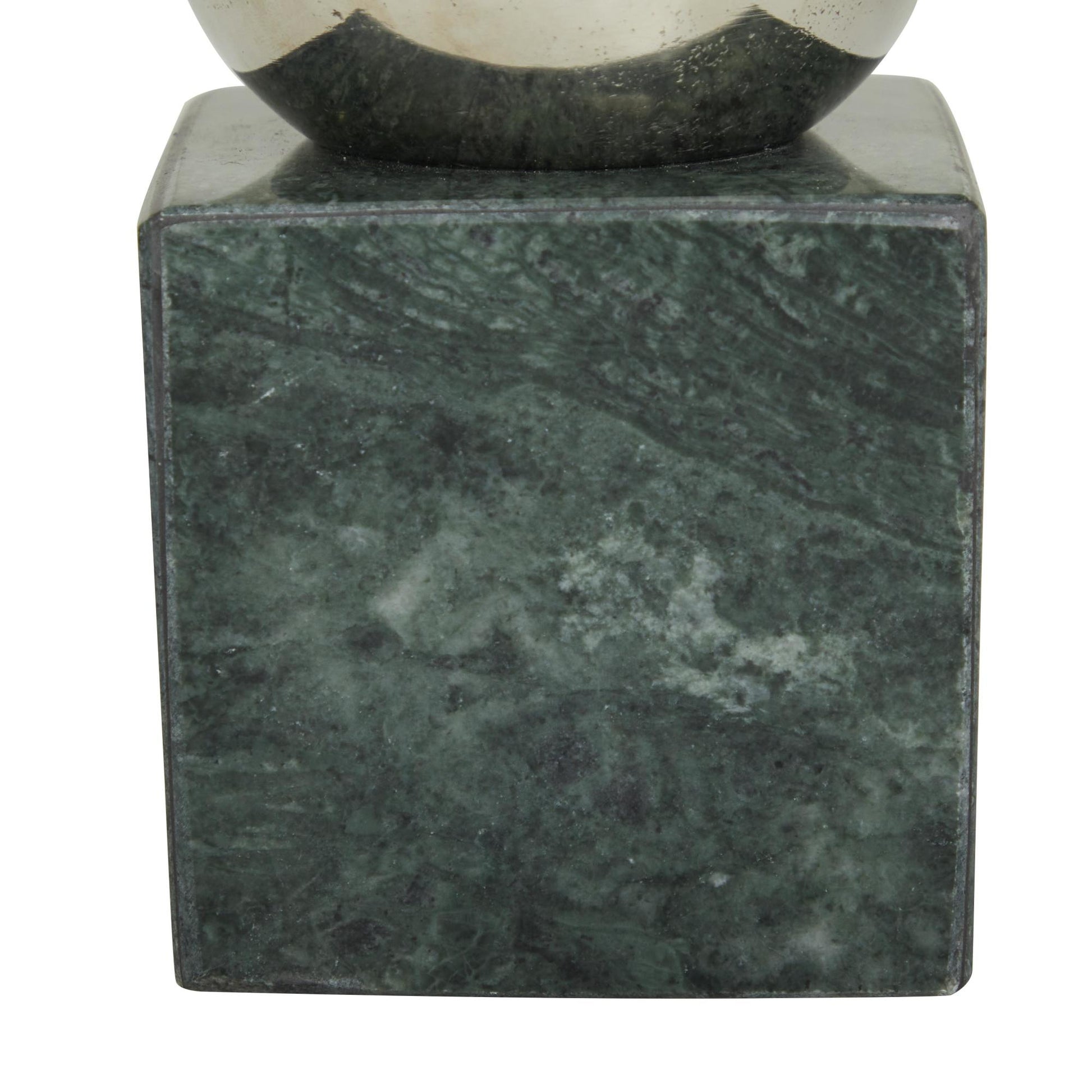 CosmoLiving by Cosmopolitan Set of 2 Marble 7 lbs Decorative Bookends with Silver Aluminum Orb