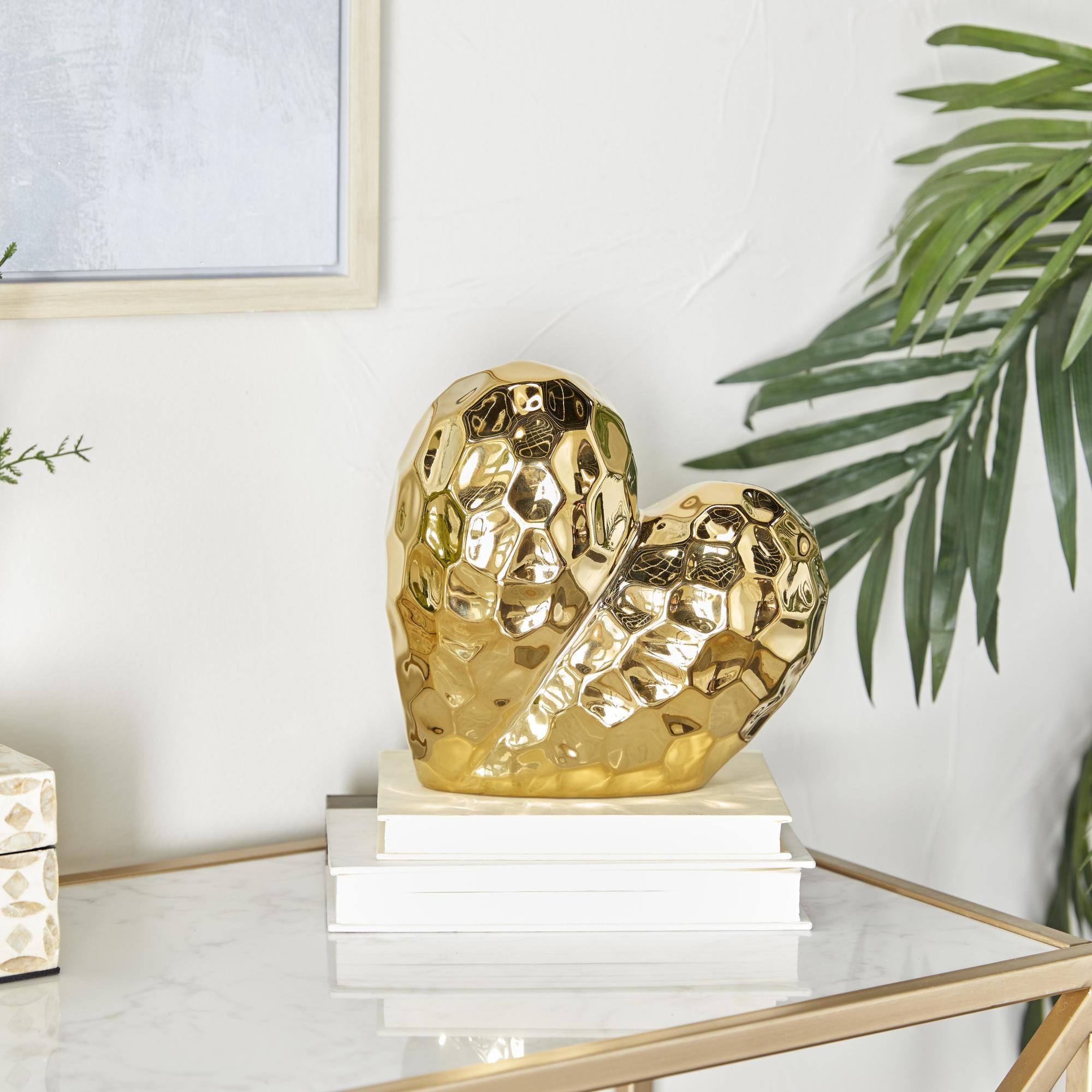 Heart Porcelain Ceramic Dimensional Angled Origami Inspired Decorative Sculpture