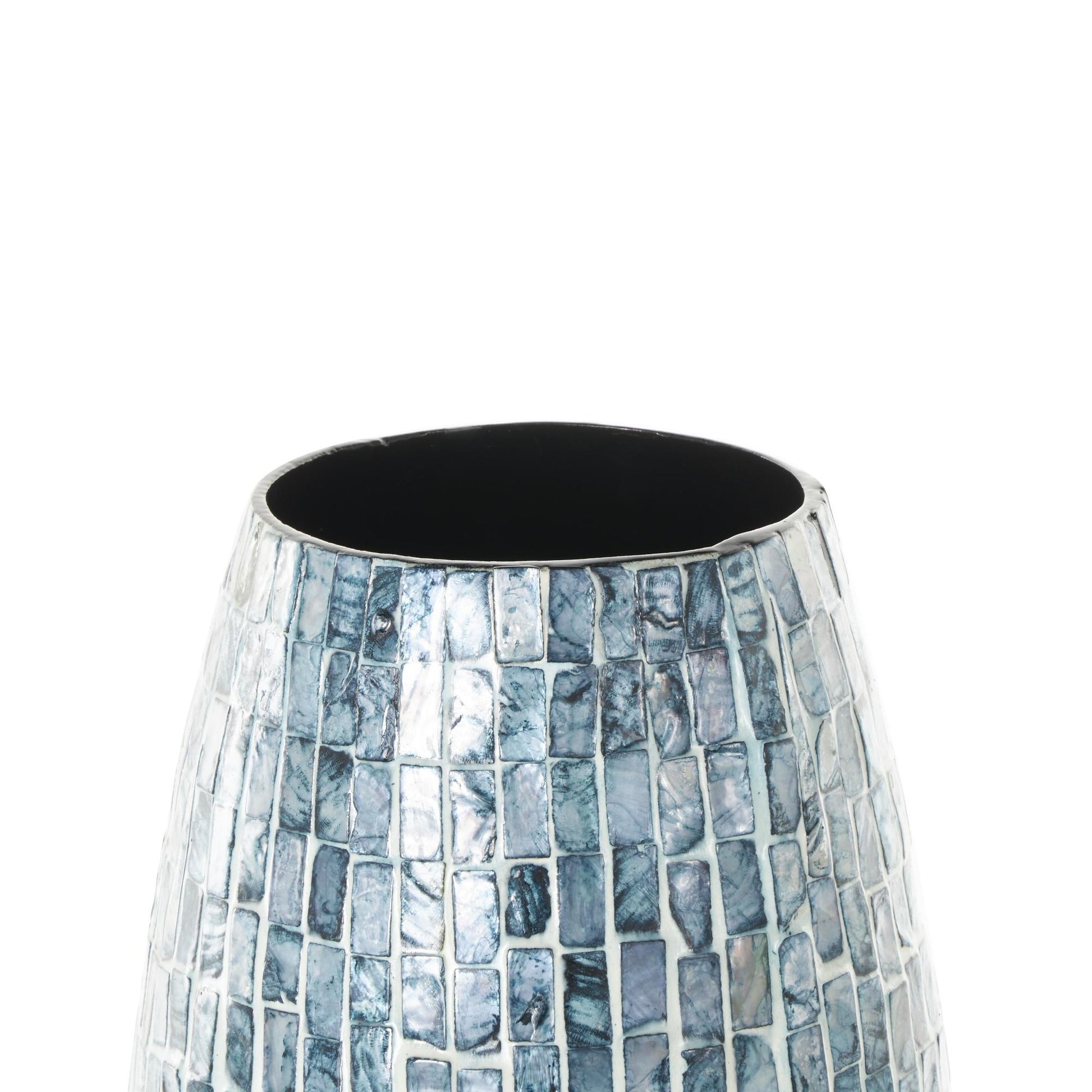 Blue Mother of Pearl Shell Handmade Mosaic Inspired Decorative Vase