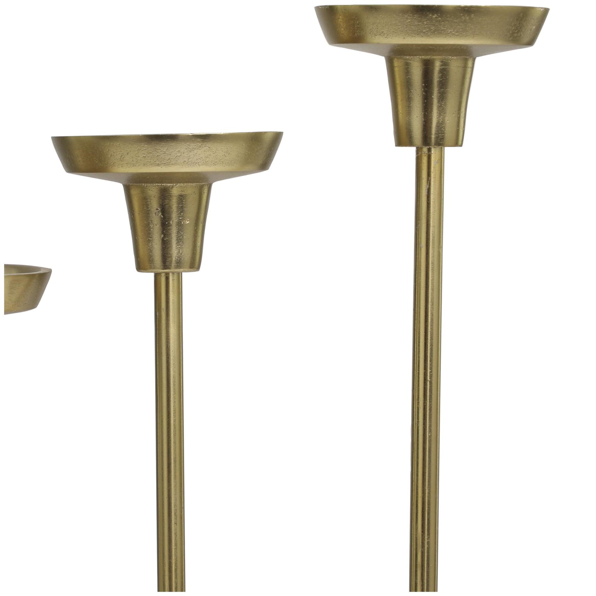Set of 3 Gold Aluminum Metal Slim Decorative Candle Holder with White Marble Base