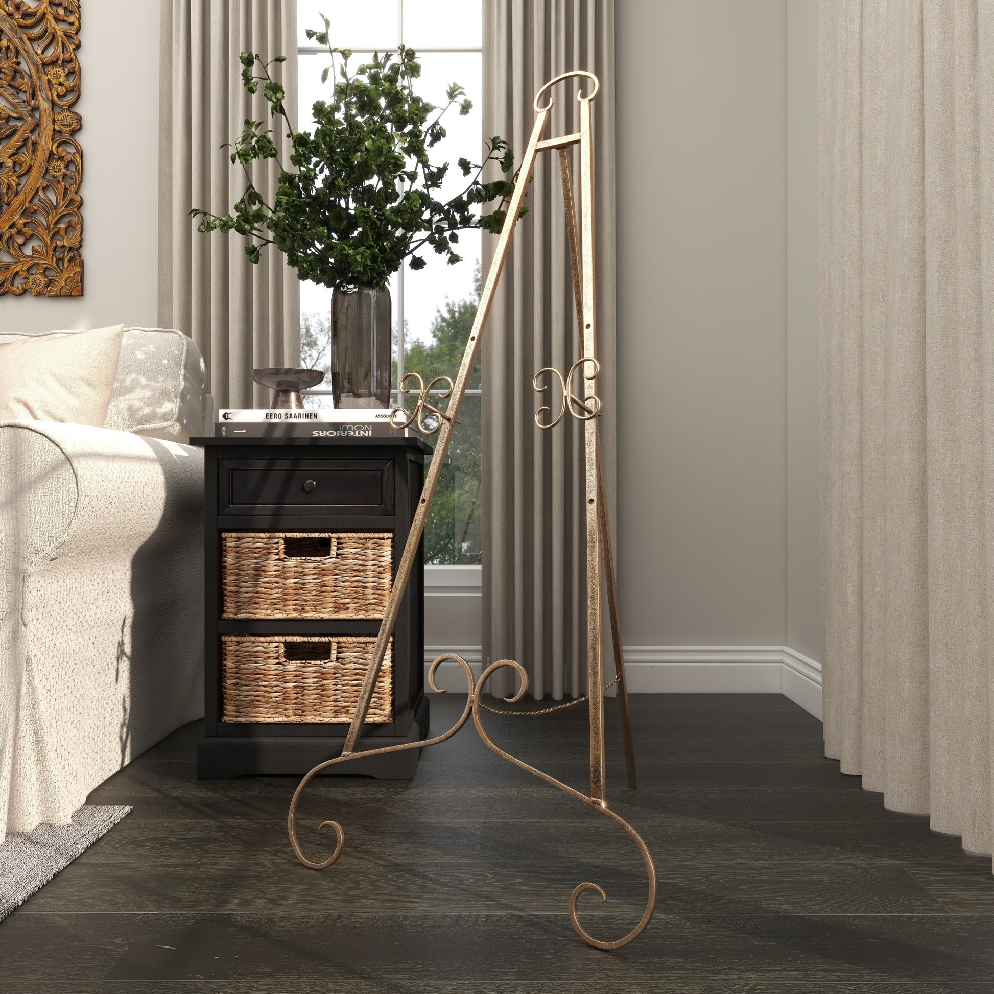 Scroll Metal Tall Adjustable Floor 3 Tier Display Easel