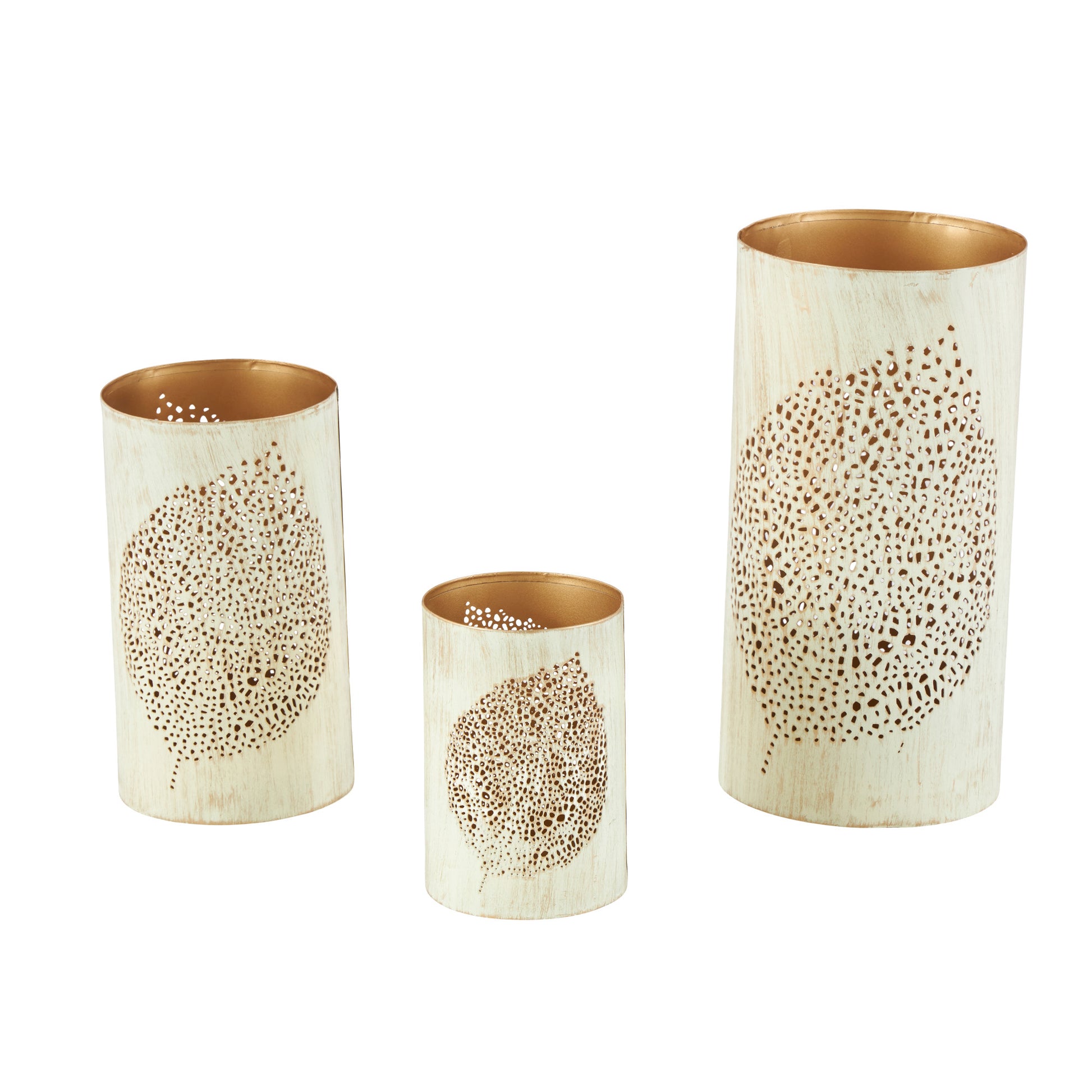 Set of 3 Geometric Metal Decorative Indoor Outdoor Candle Lantern Set of 3 12", 10", 6"H