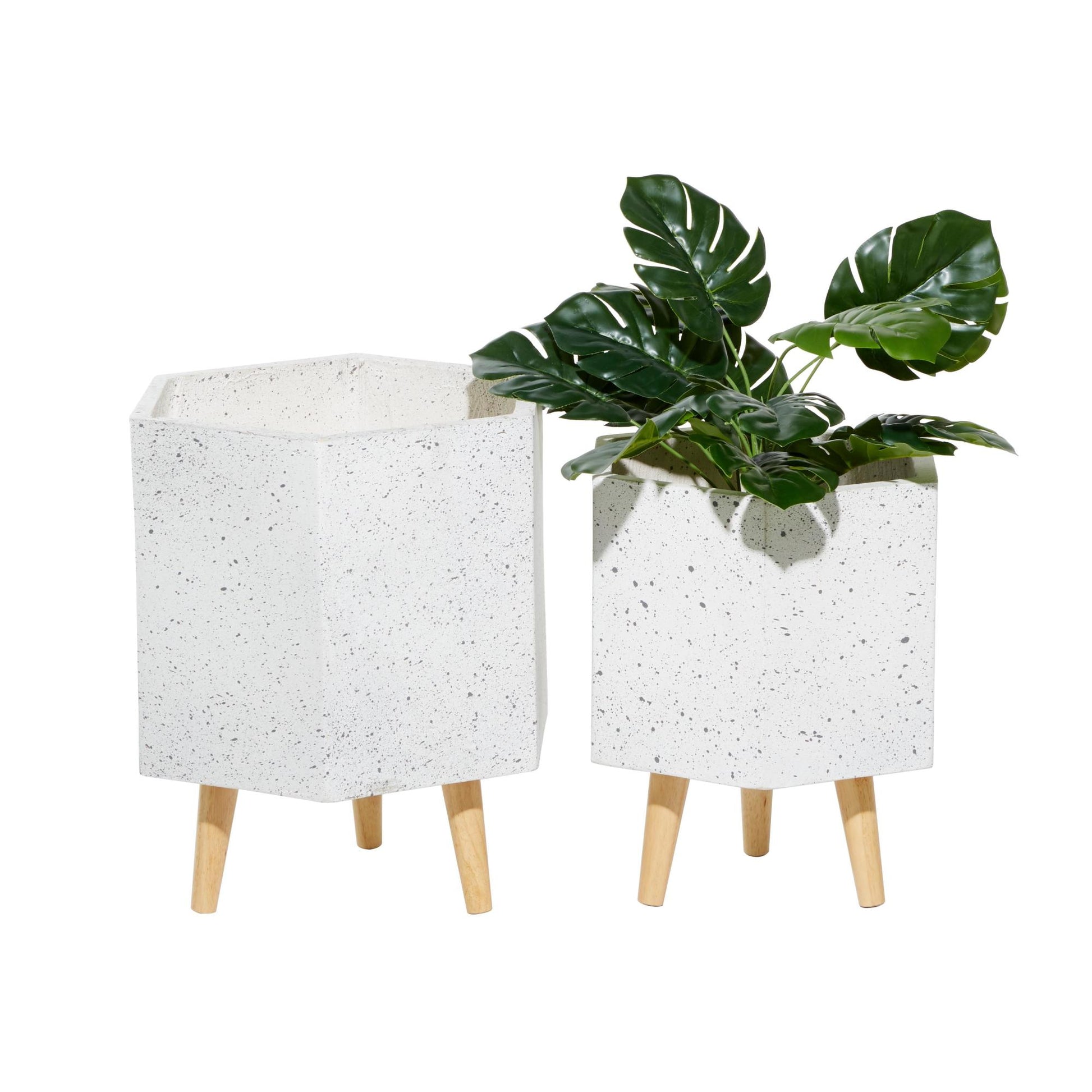 Set of 2 White Magnesium Oxide Planter