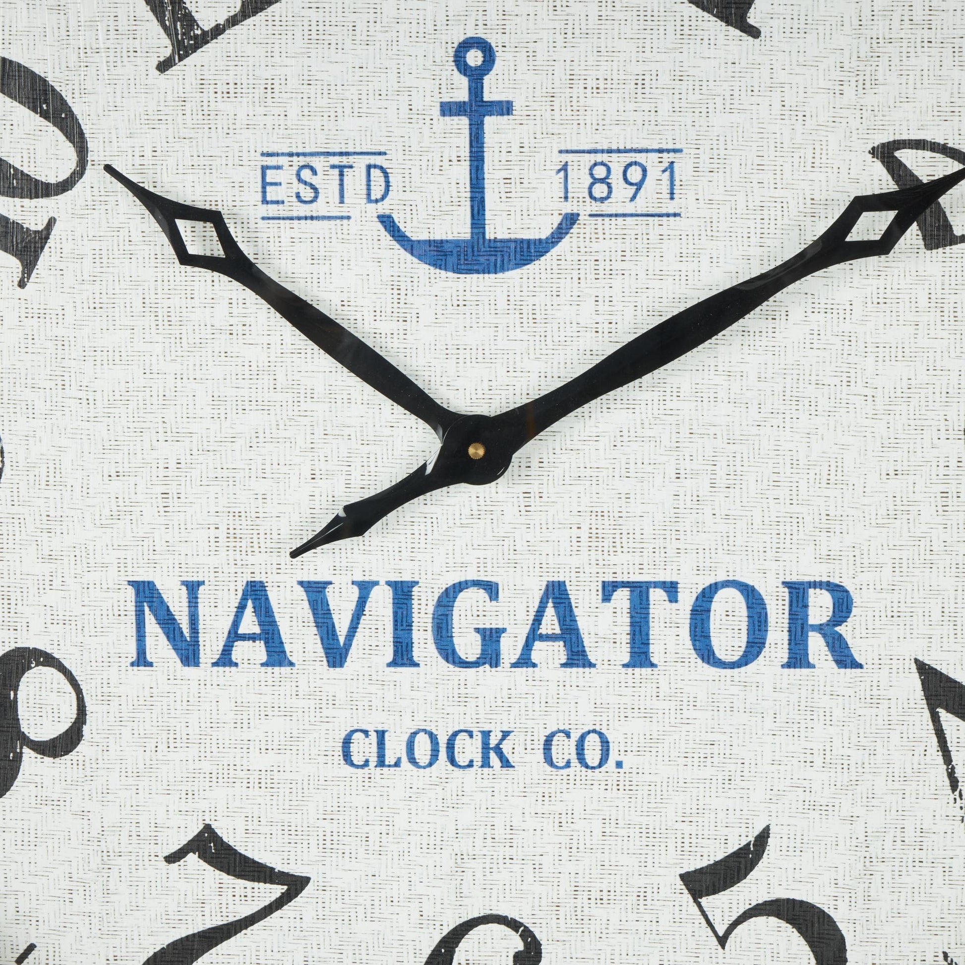 Ship Wheel White Wood Decorative Wall Clock with Brown Rope Frame and Blue Spokes