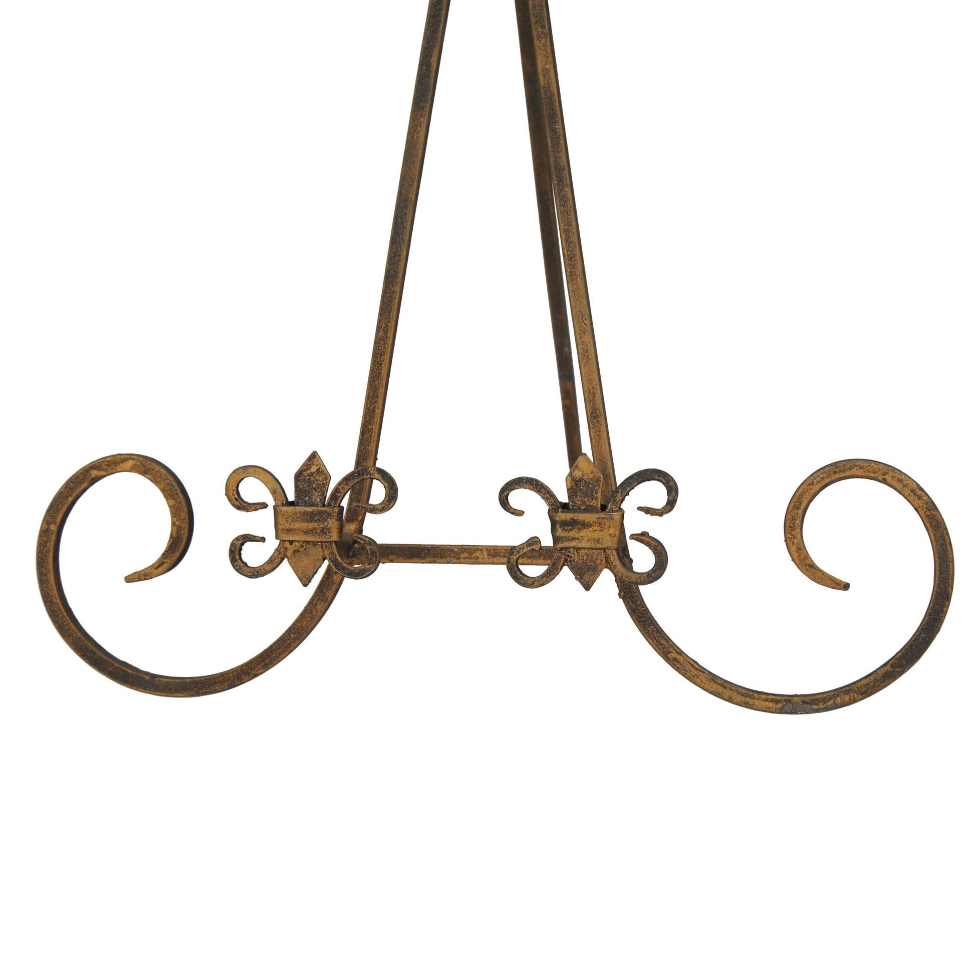 Fleur De Lis Gold Metal Tabletop Arched Display Easel with Scroll Details