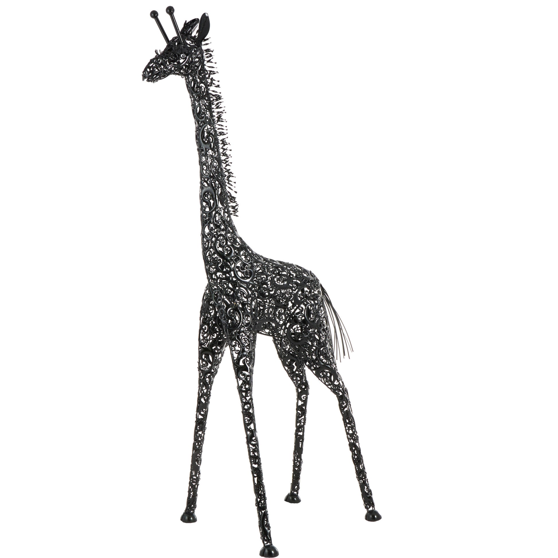 Giraffe Black Metal Indoor Outdoor Tall Decorative Garden Sculpture