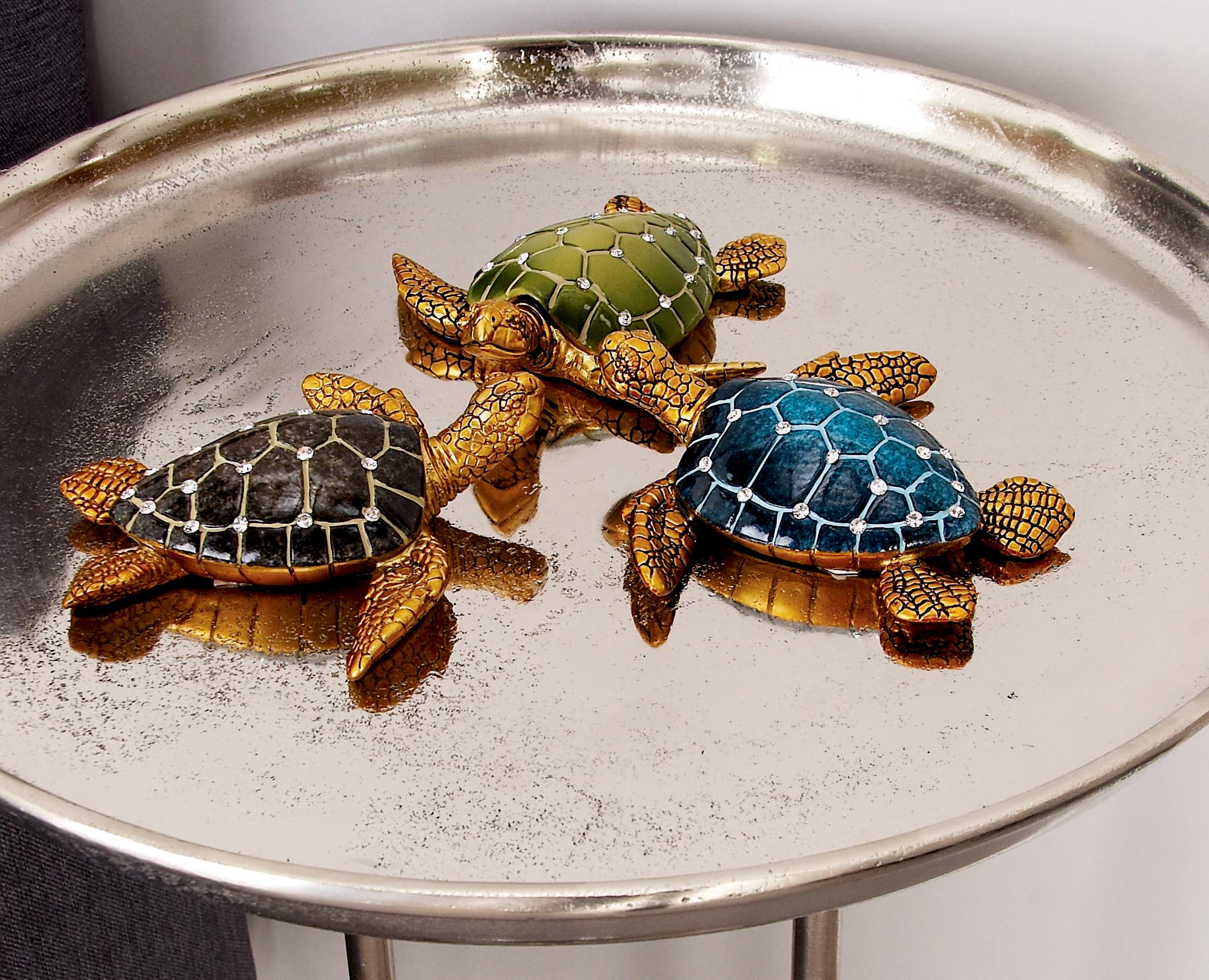 Set of 3 Turtle Brown Polystone Decorative Sculpture