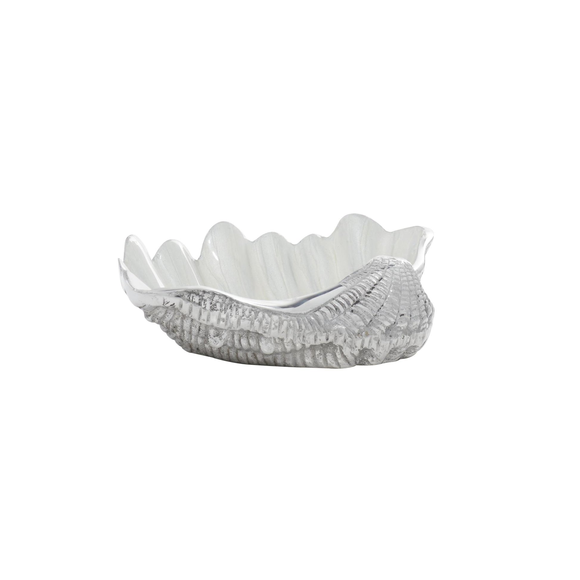 Shell White Aluminum Metal Shell Decorative Serving Bowl with Enamel Interior