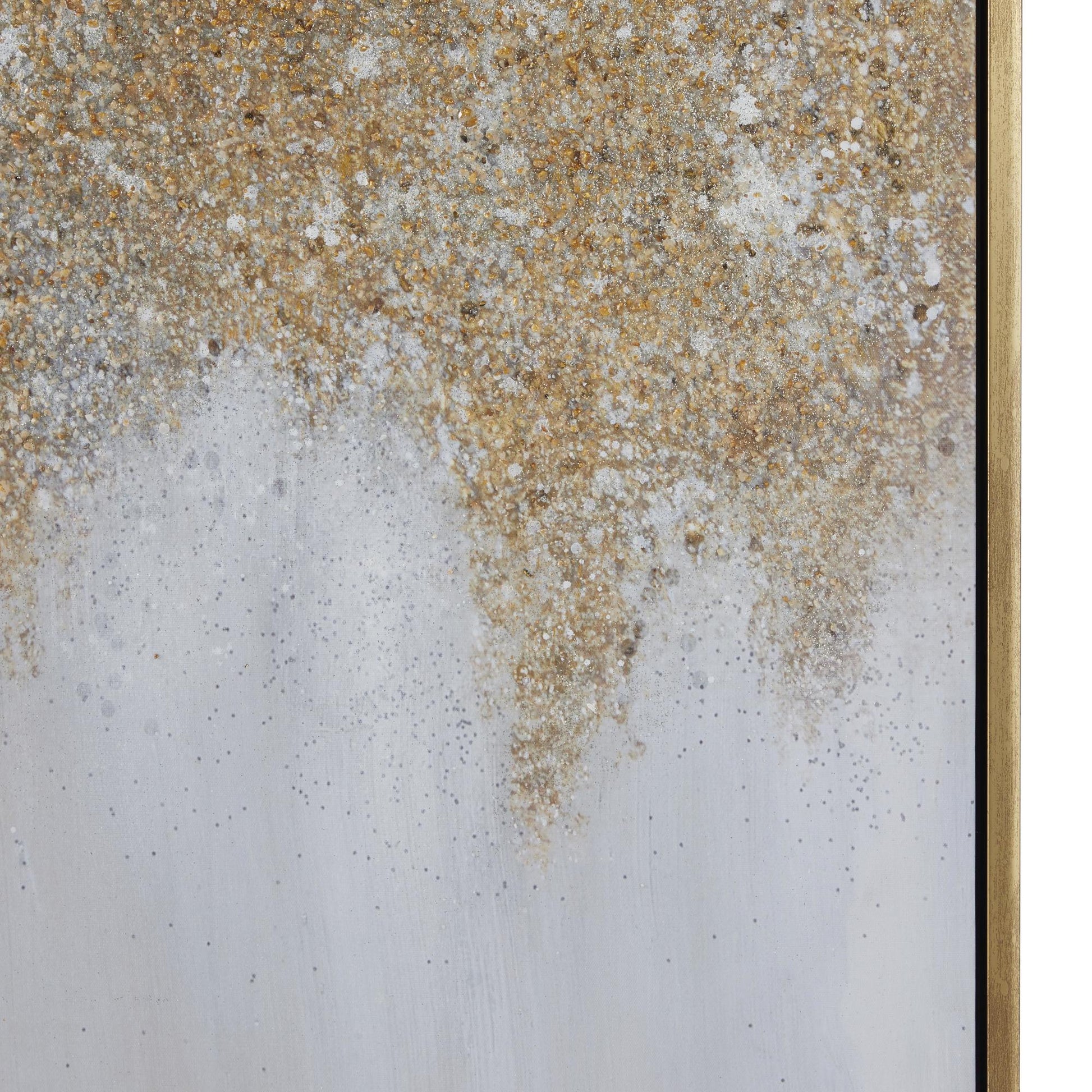 Geode Gold Canvas Glitter Flakes Living Room Framed Wall Art with Gold Frame