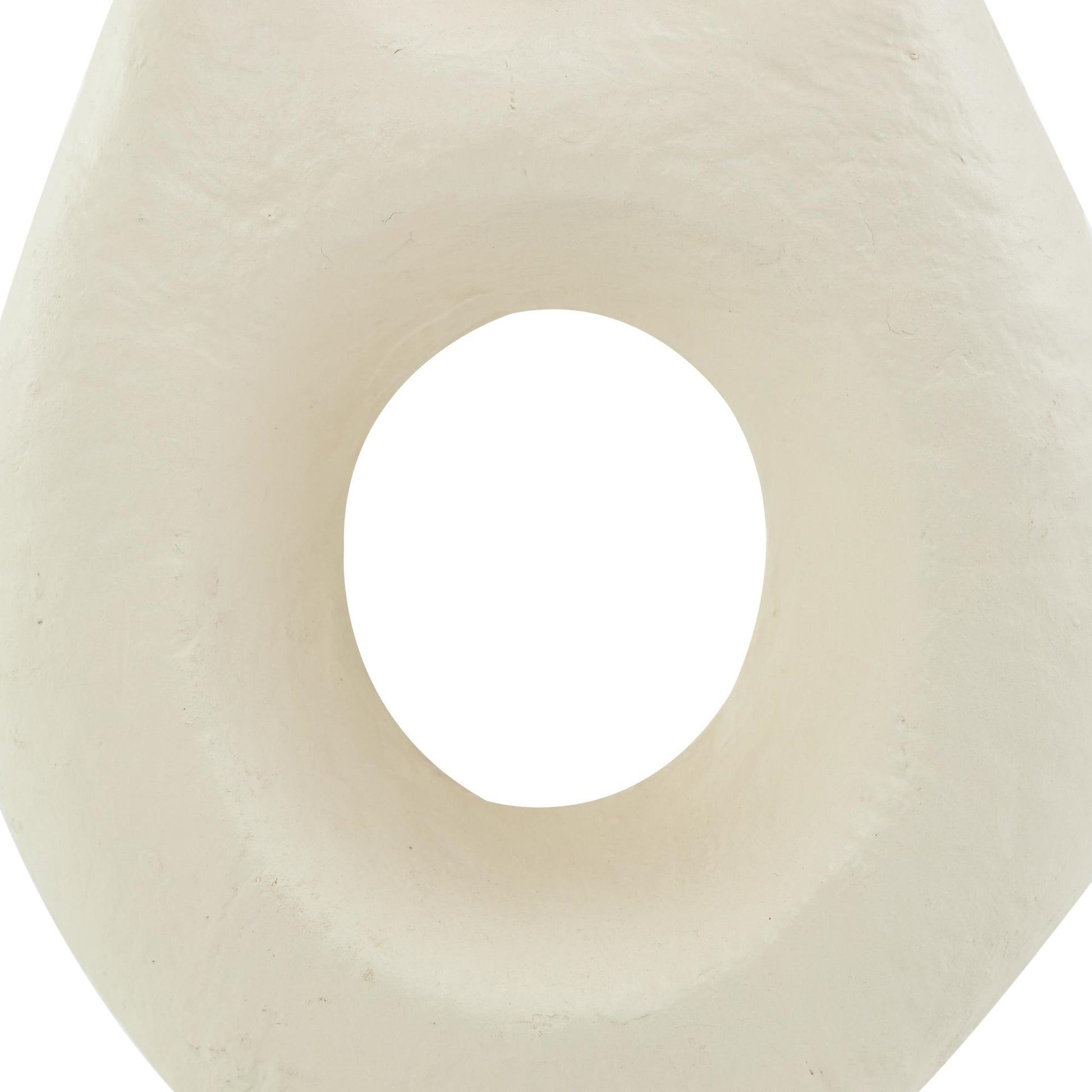 Abstract Beige Paper Mache Rounded Decorative Vase with Double Openings
