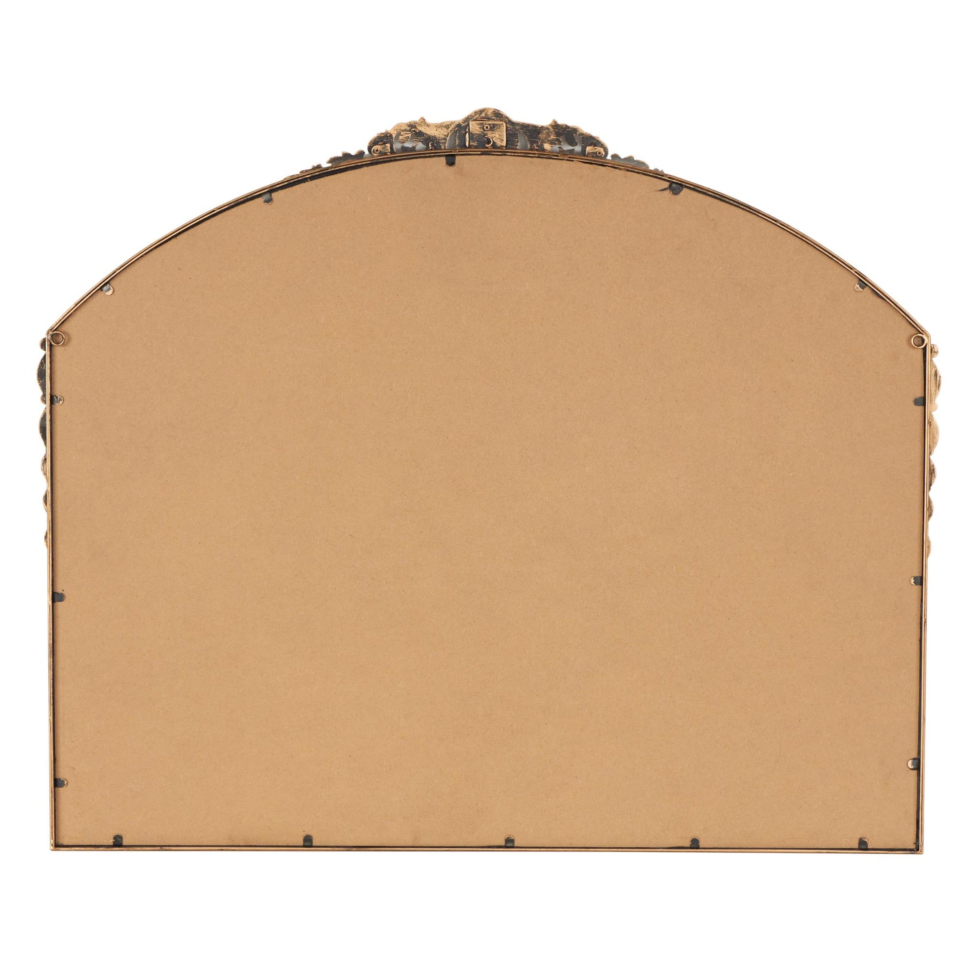 Scroll Gold Metal Ornate Antique Arch Room Wall Mirror with Beaded Frame