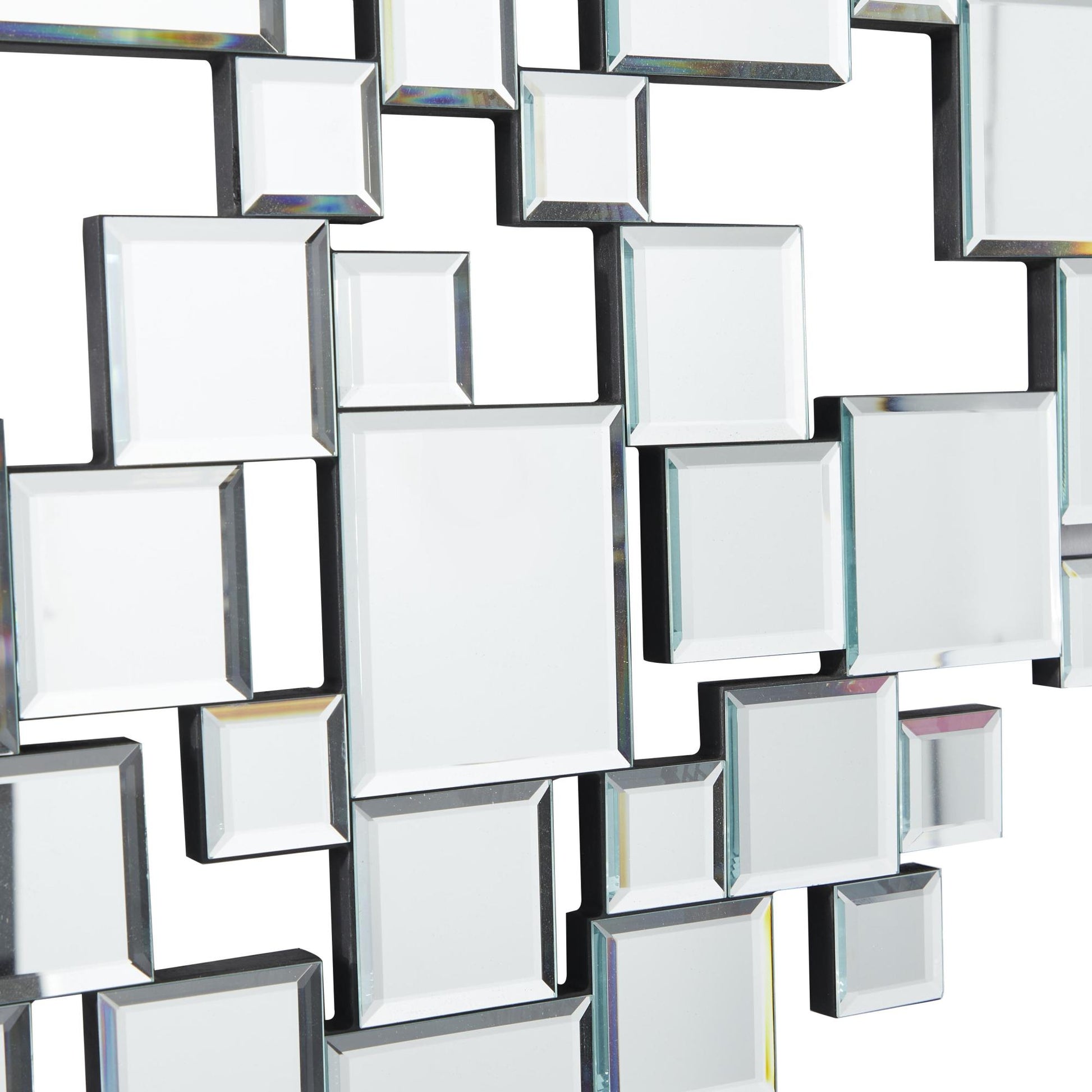 Heart Silver Glass Geometric Mosaic Room Wall Mirror