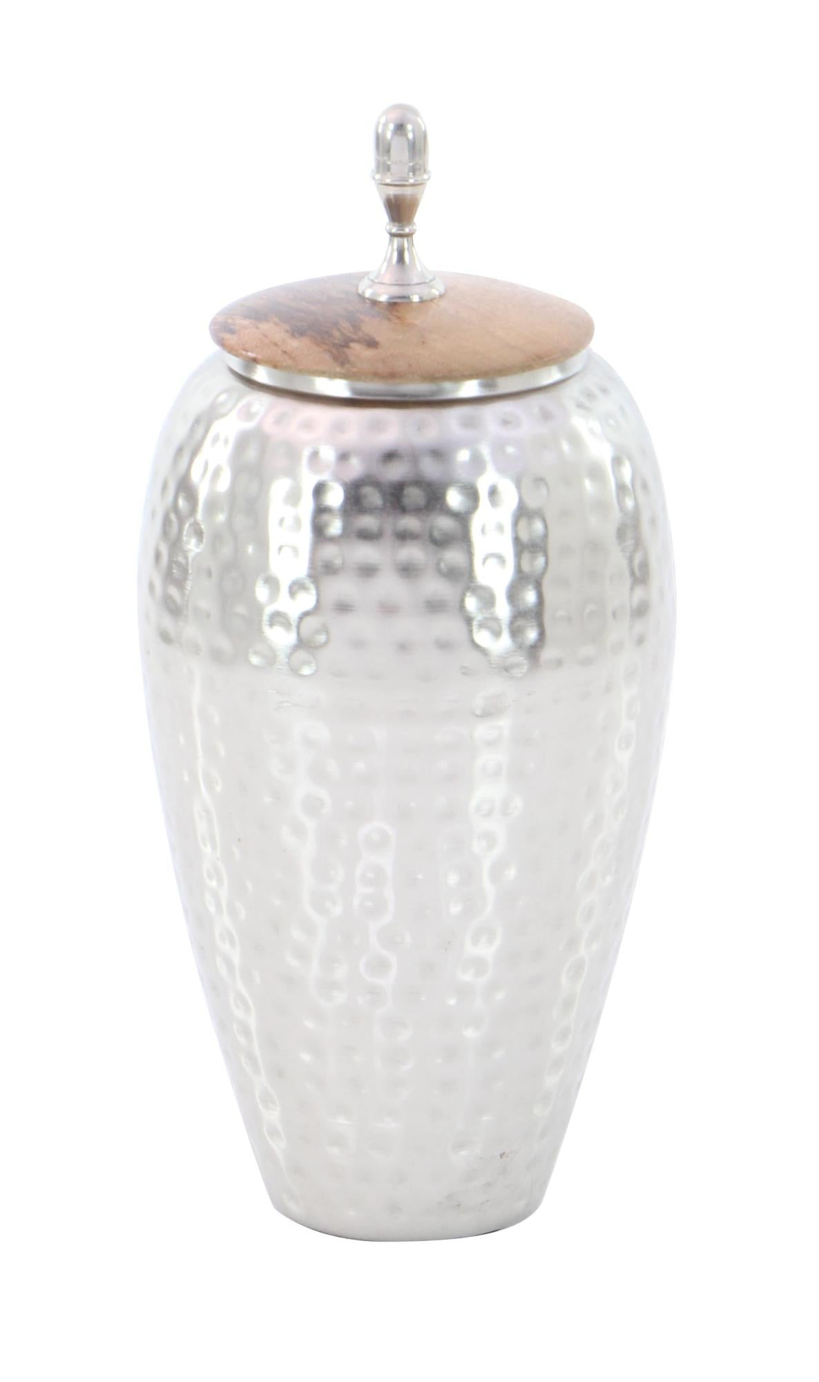 Silver Metal Hammered Living Room Decorative Jars