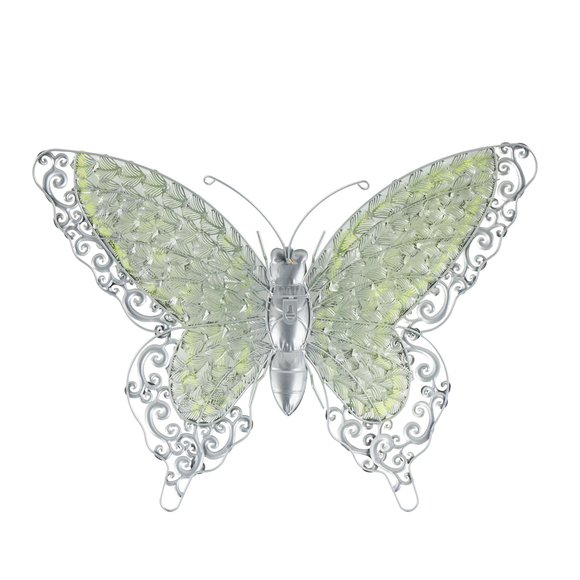 Butterfly Metal Cutout Home Wall Decor with Silver Scroll Details