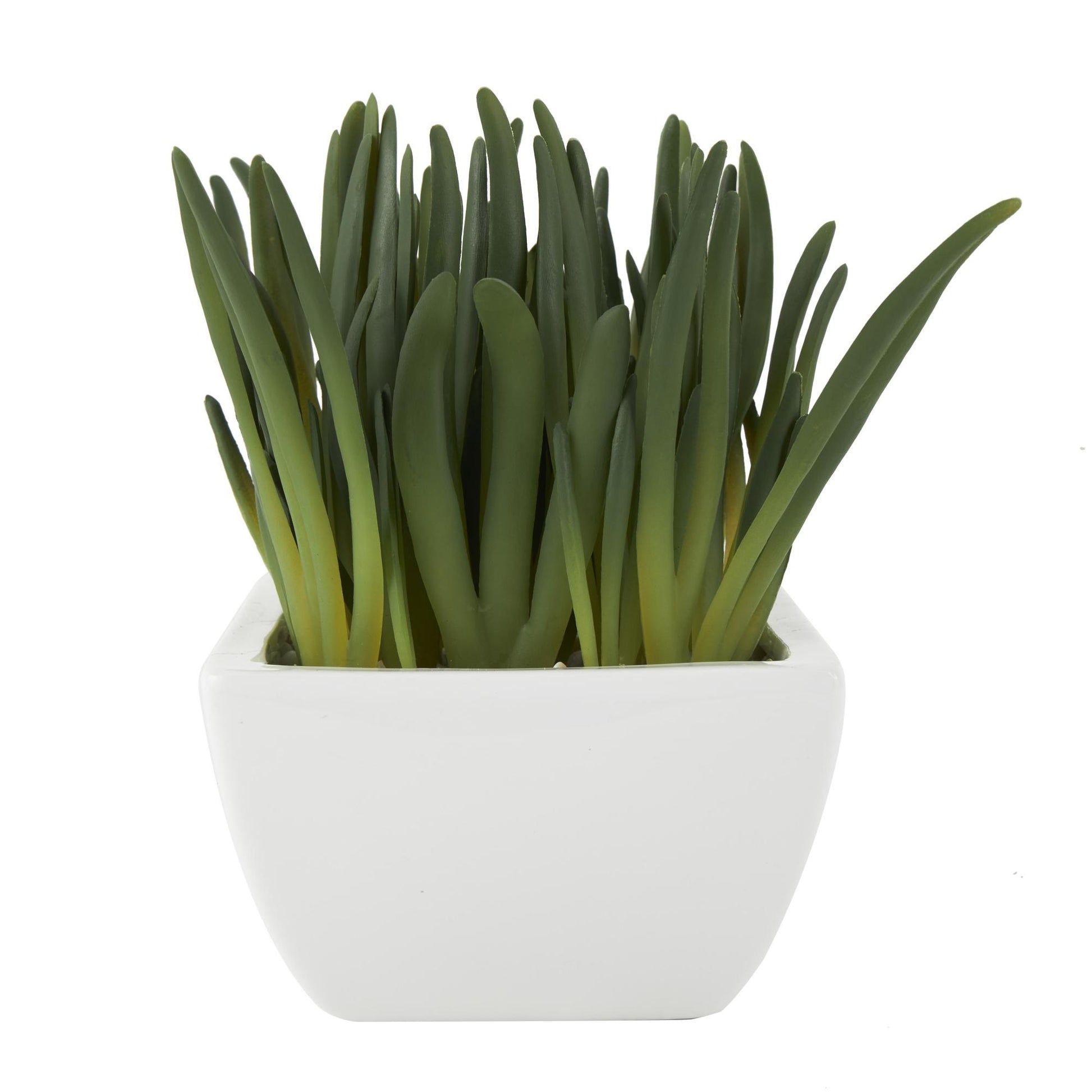 Succulent Green Faux Foliage Indoor Outdoor Artificial Plant with White Ceramic Pot