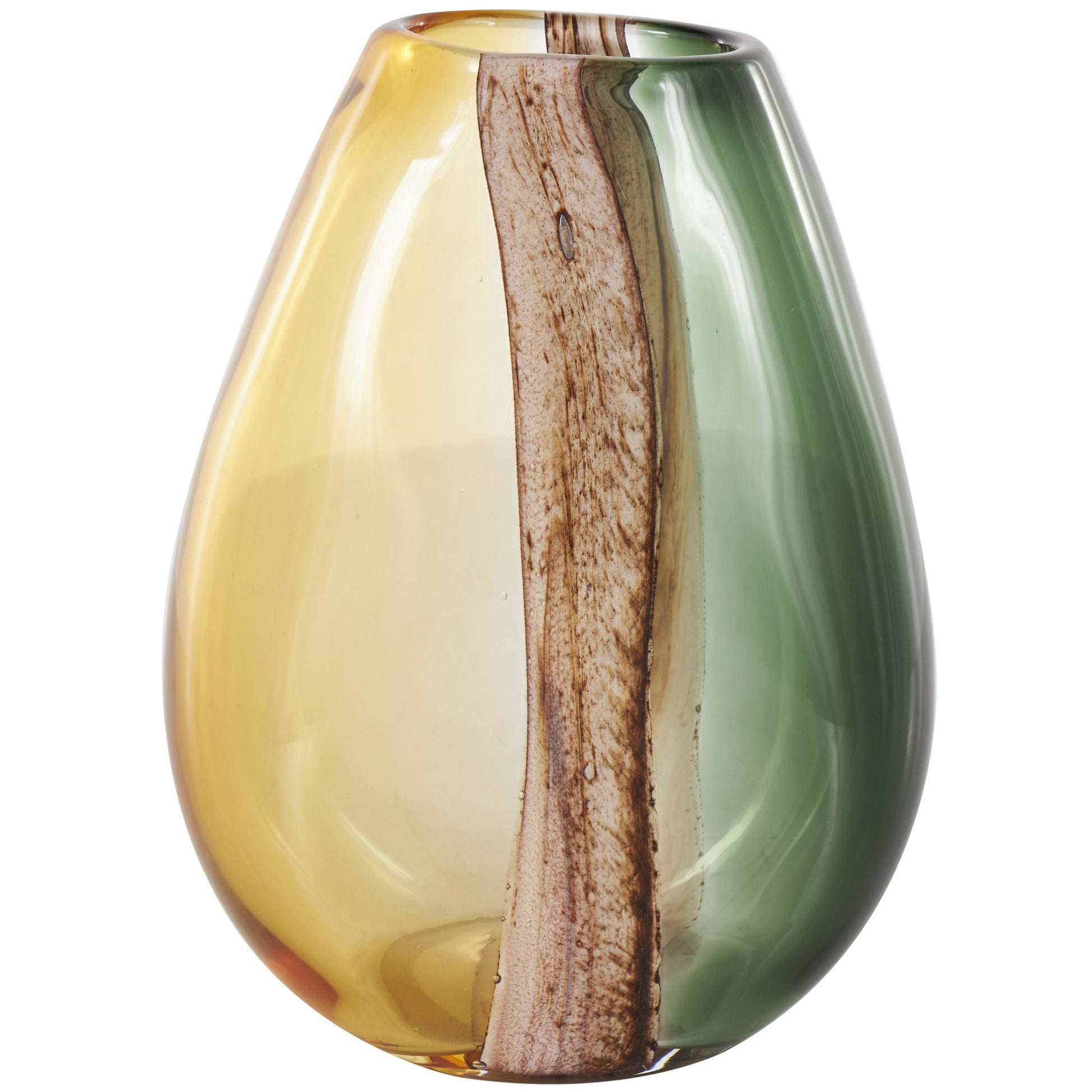 Multi Colored Glass Ombre Decorative Vase with Pink Textured Stripe Details