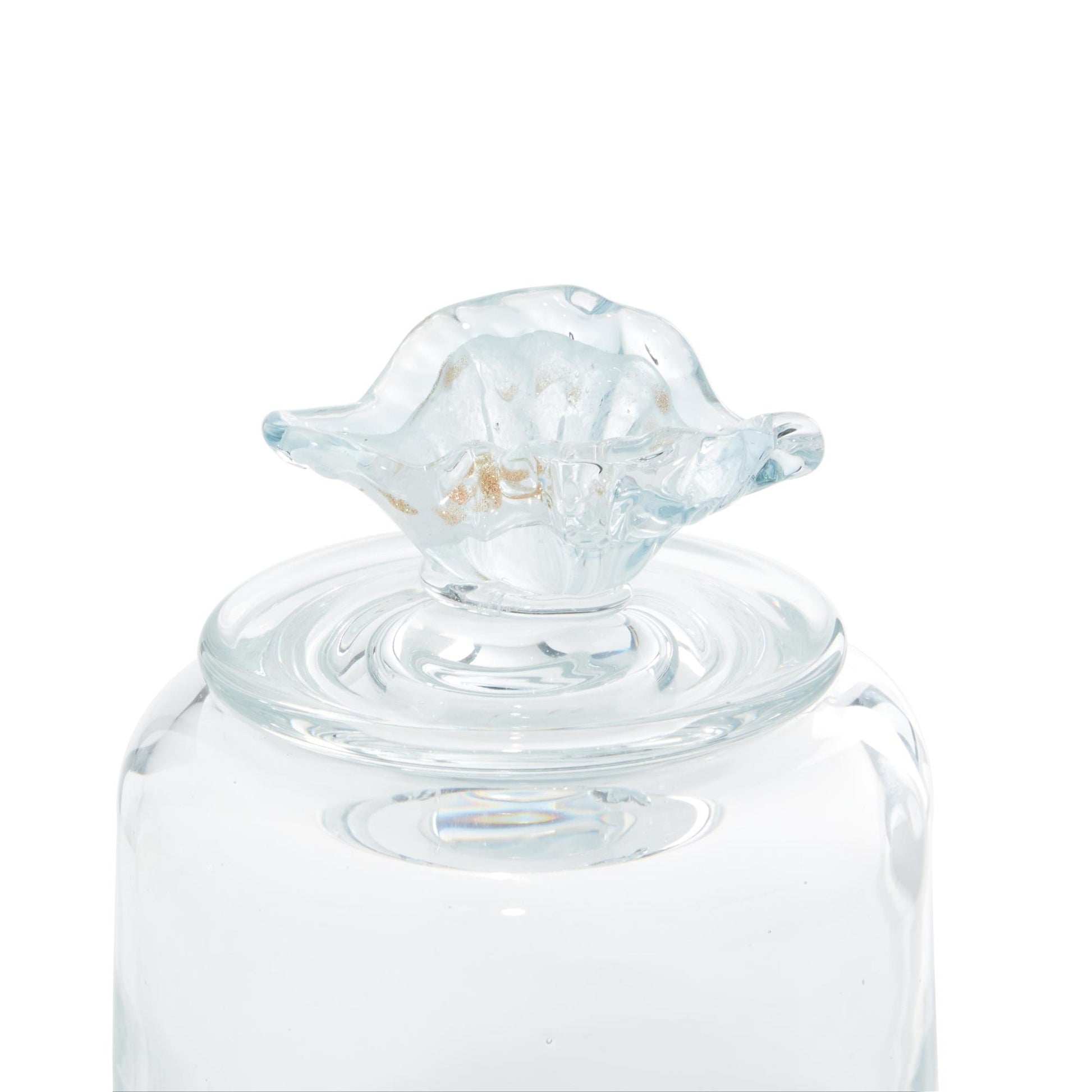 Set of 2 Shell Blue Glass Handmade Living Room Decorative Jars with Whale and Seashell Tops