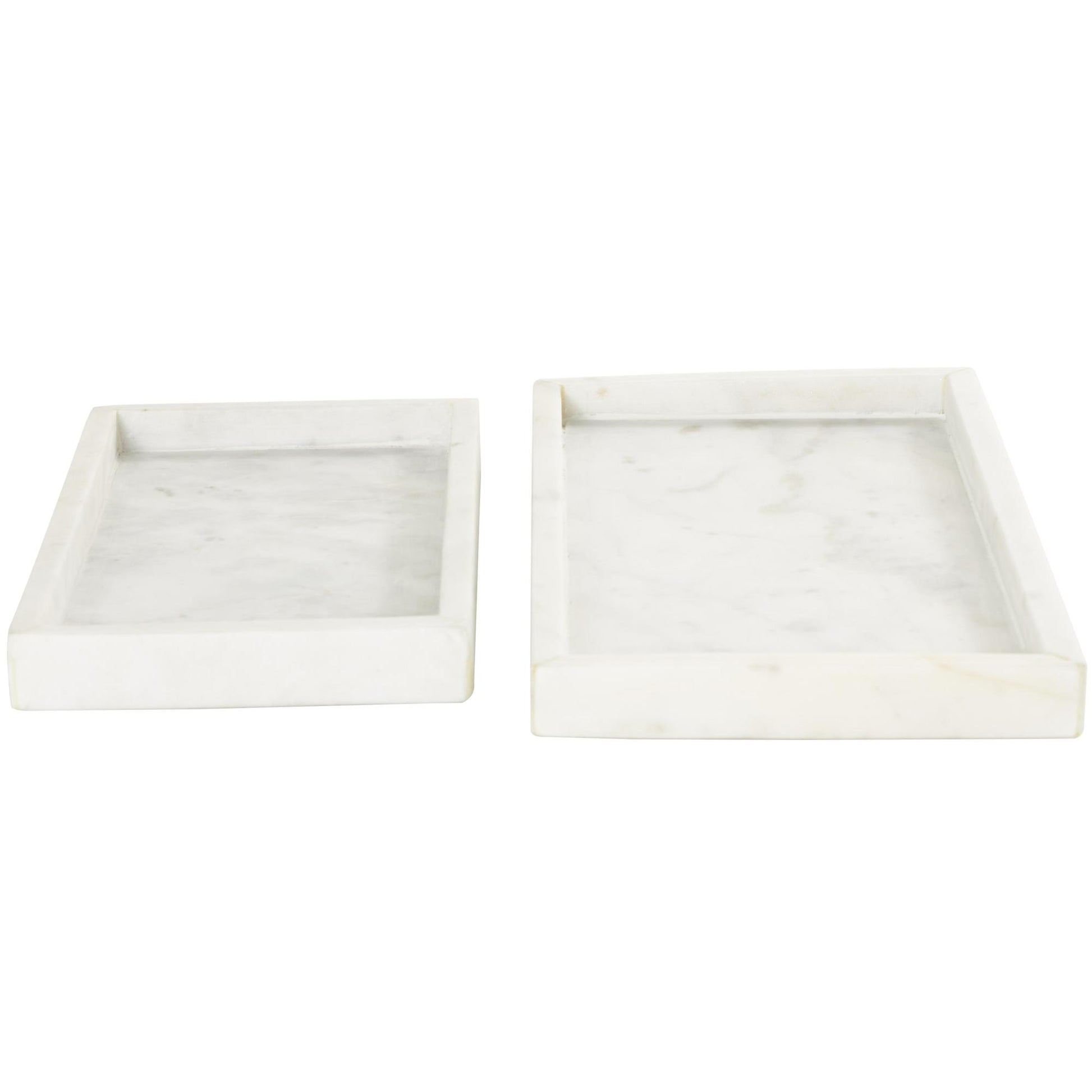 Set of 2 Marble Minimalistic Textured Square Living Room Decor Tray Set of 2 10", 8"W
