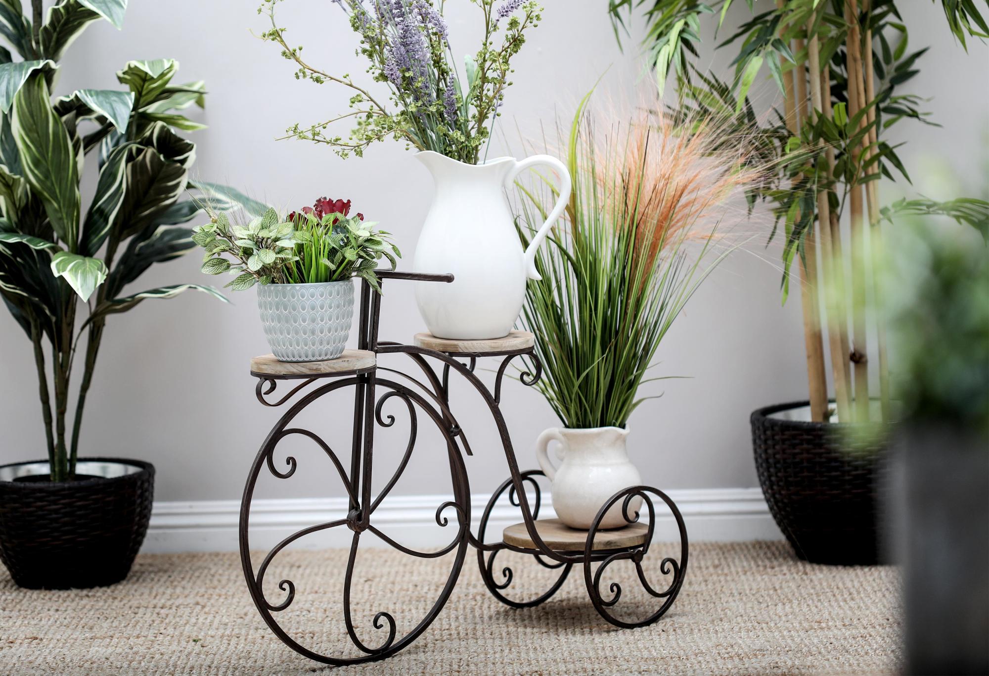 Bike Brown Metal 2 Tier Indoor Outdoor Plantstand