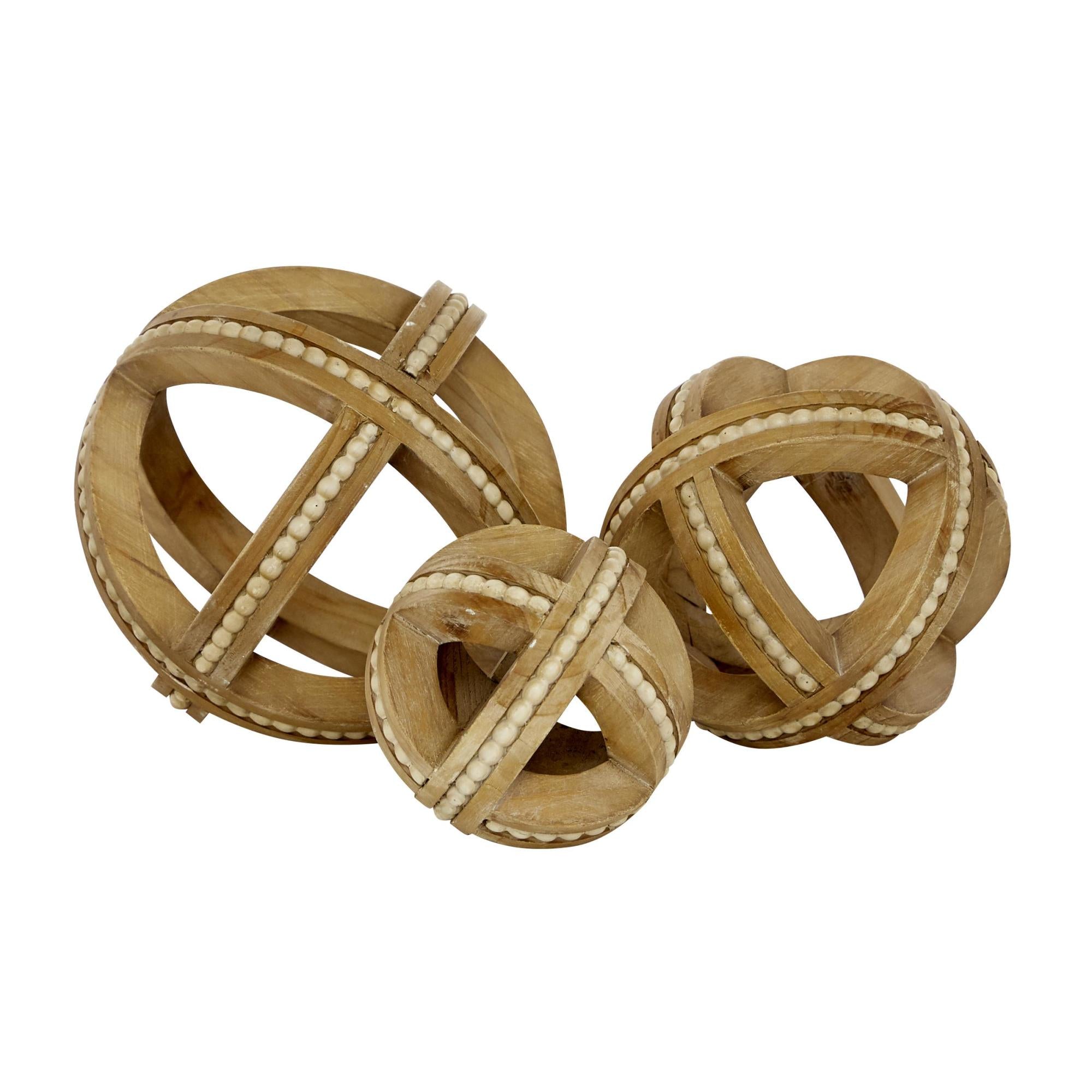 Set of 3 Geometric Metal Handmade Woven Decorative Sculpture Set of 3 9", 7", 5"H