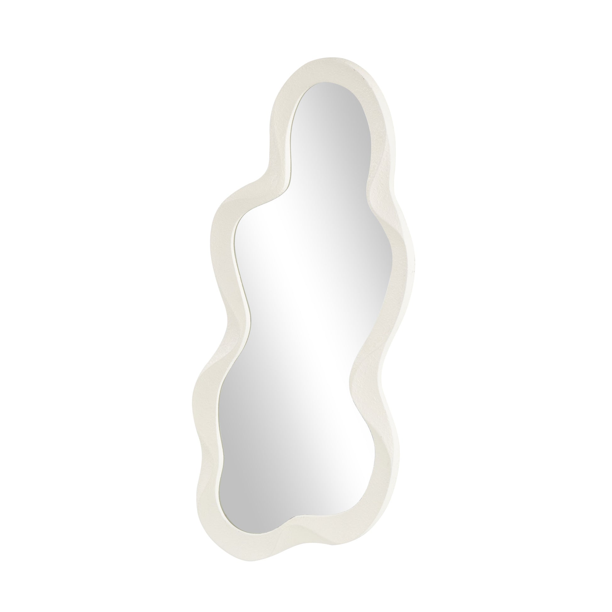 Wood Wavy Room Wall Mirror with Dimensional Frame 18" x 1" x 39"